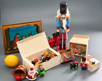 Collection of Vintage Wooden Christmas Ornaments