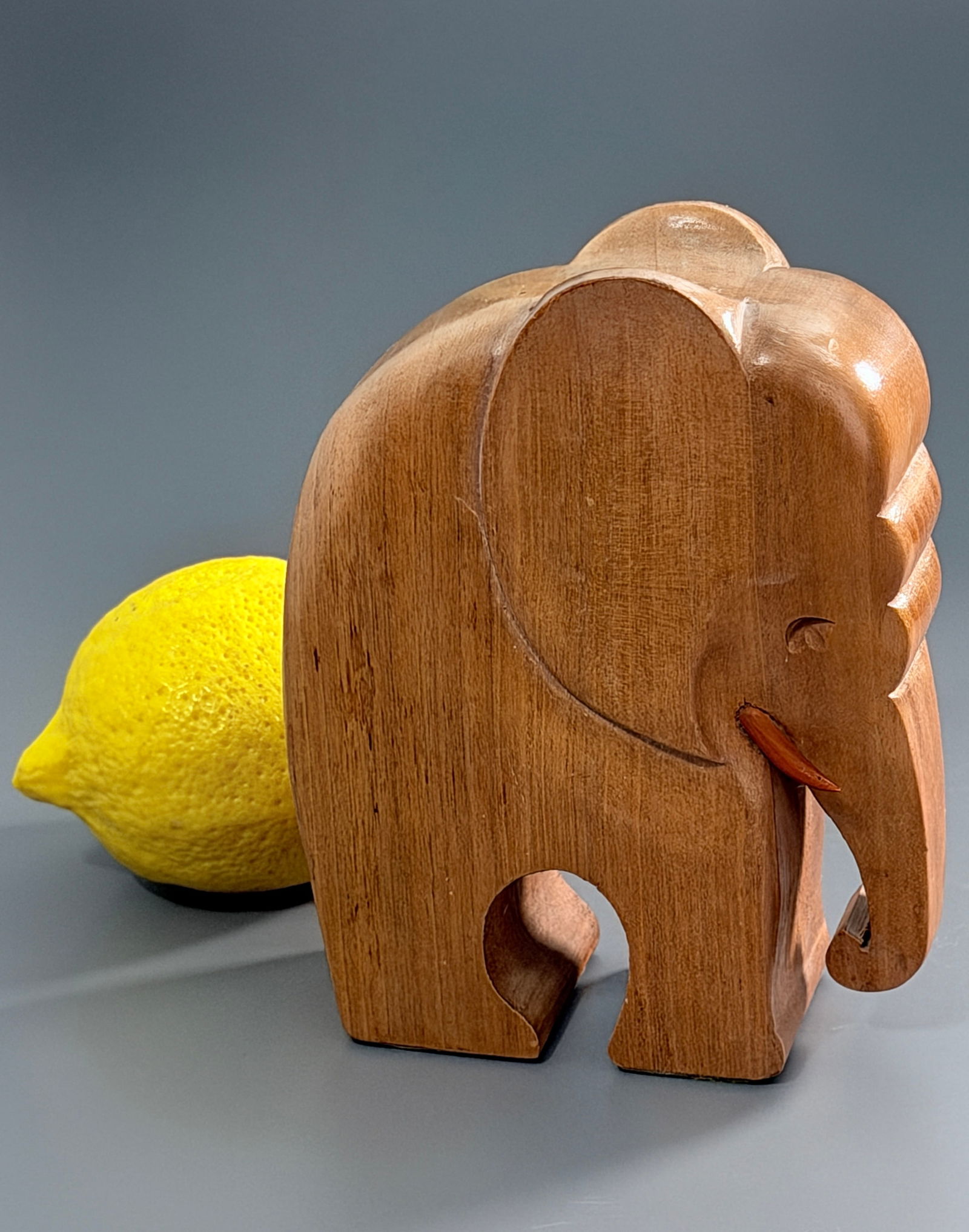 Vintage Mid Century Carved Wood Elephant Minimalist Sculpture (1 of 4)