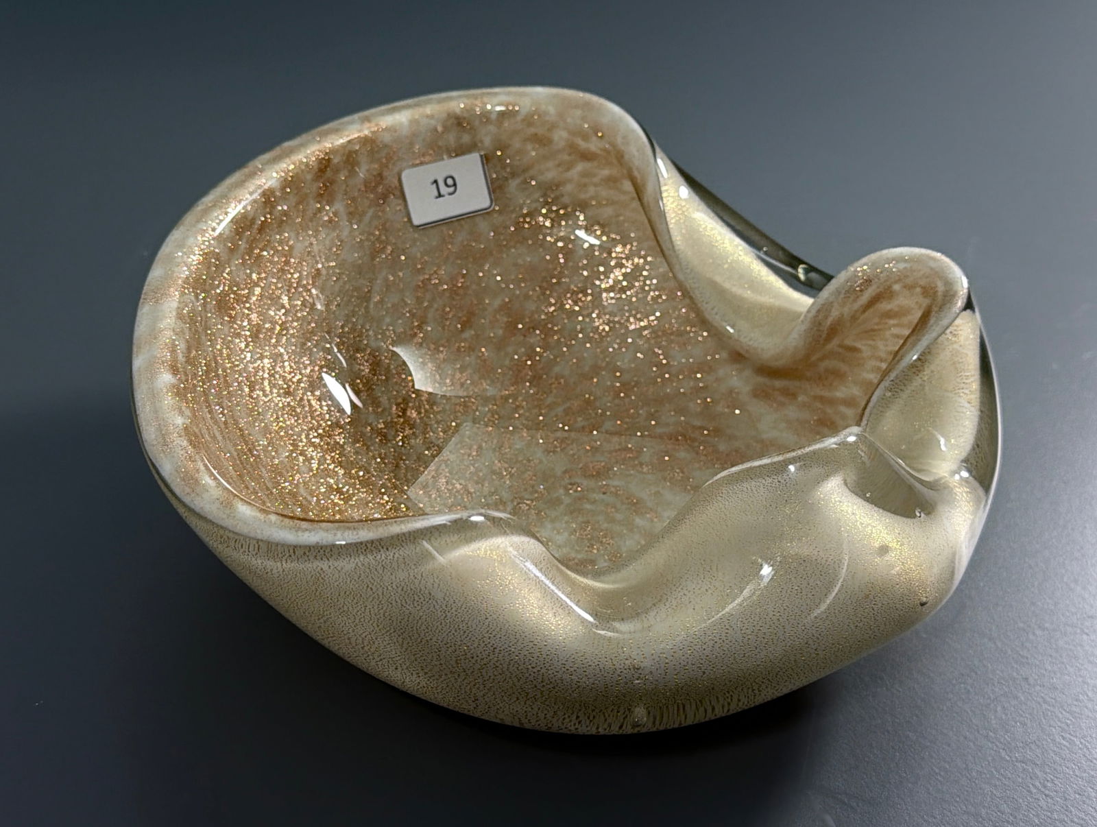 Mid-Century Modern Alfredo Barbini Murano Art Glass Aventurine Speckled Bowl c1960 (1 of 4)