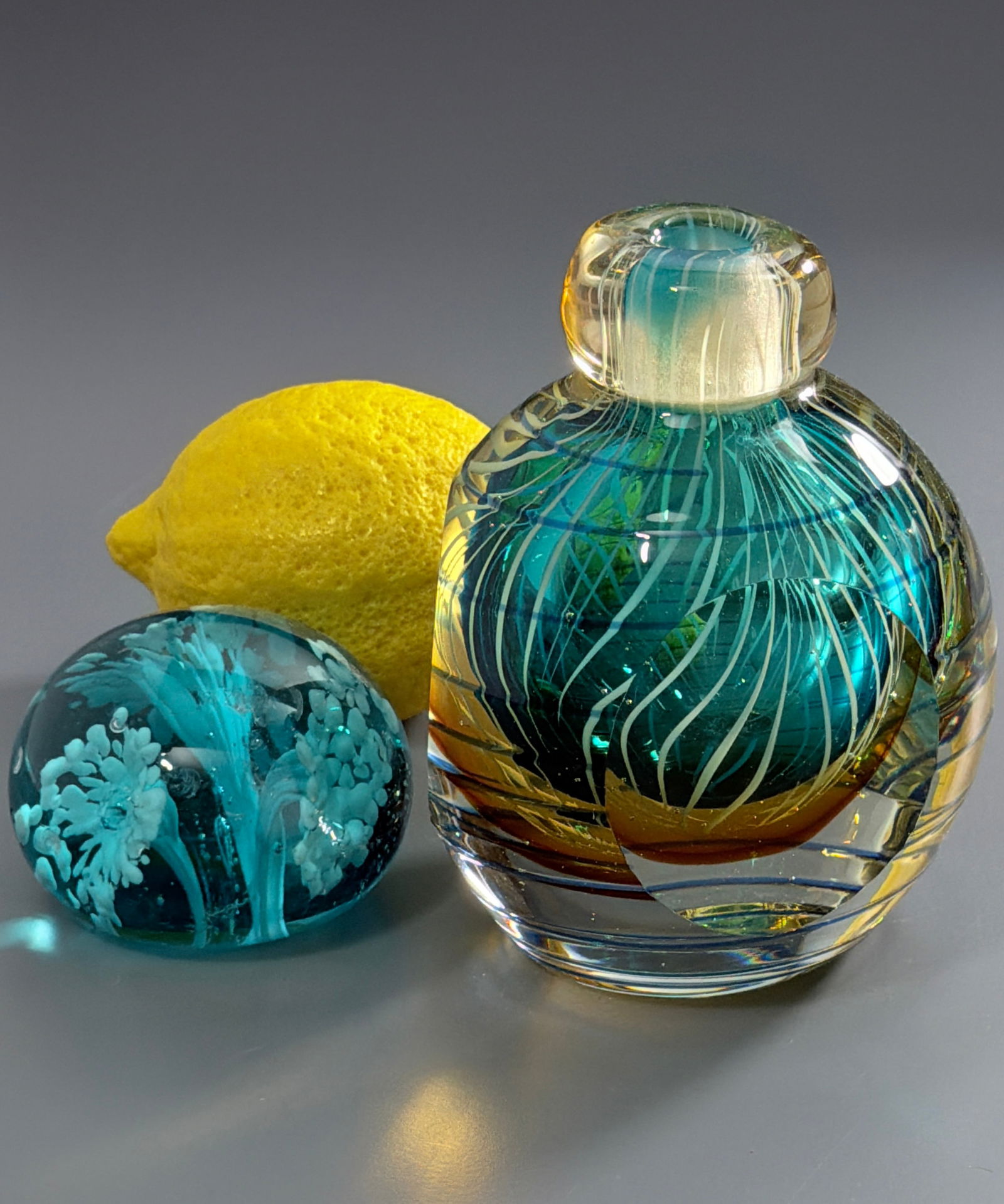 Highly Polished Venetian Colorful Art Glass Perfume Bottle or Small Crystal Vase Vintage Murano (1 of 7)