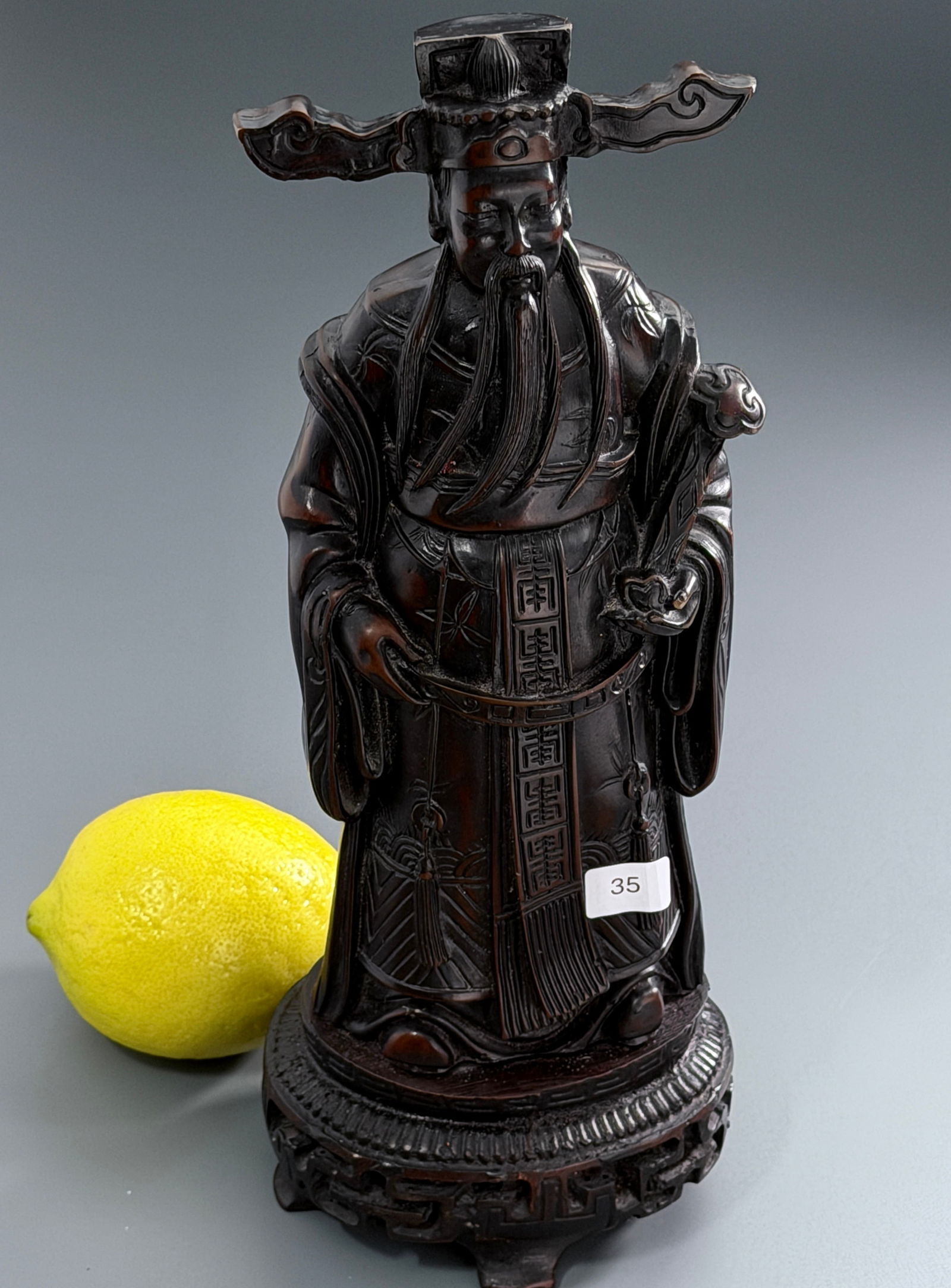 Chinese Immortal God of Prosperity Caishen Vintage c1970 Resin Figurine Sold by Brueners (1 of 4)