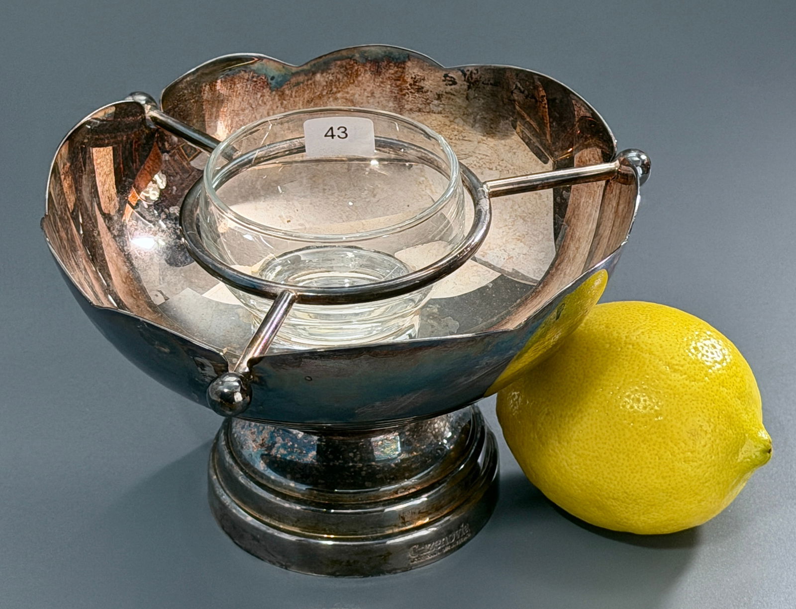 Cazenovia Silver Plated Caviar on Ice Serving Footed Bowl: Cazenovia Silver Plated Caviar on Ice Serving Footed Bowl Overall dimensions are approximately 6 5/8 inches in diameter x 4 inches tall.