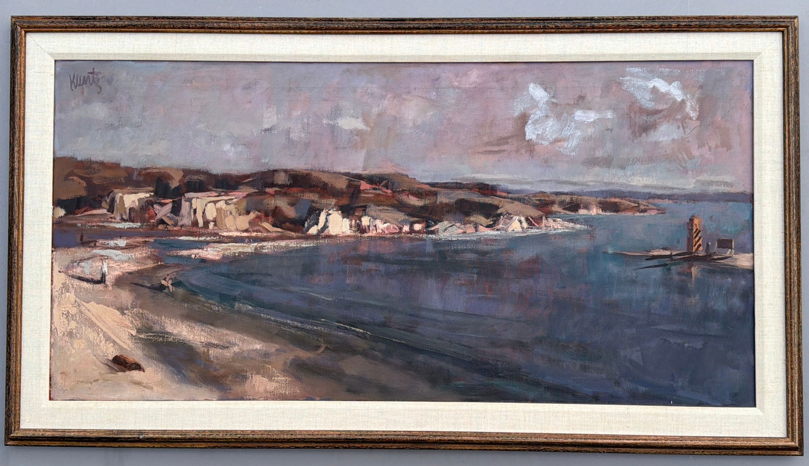 Roger Edward Kuntz Californian Artist 1926 -1975 Framed Mid Century Canvas Painting Depicting (1 of 8)