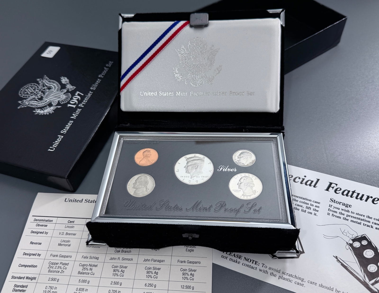 US Mint Primer 1997 Silver Proof Set In Presentation Frame - 2