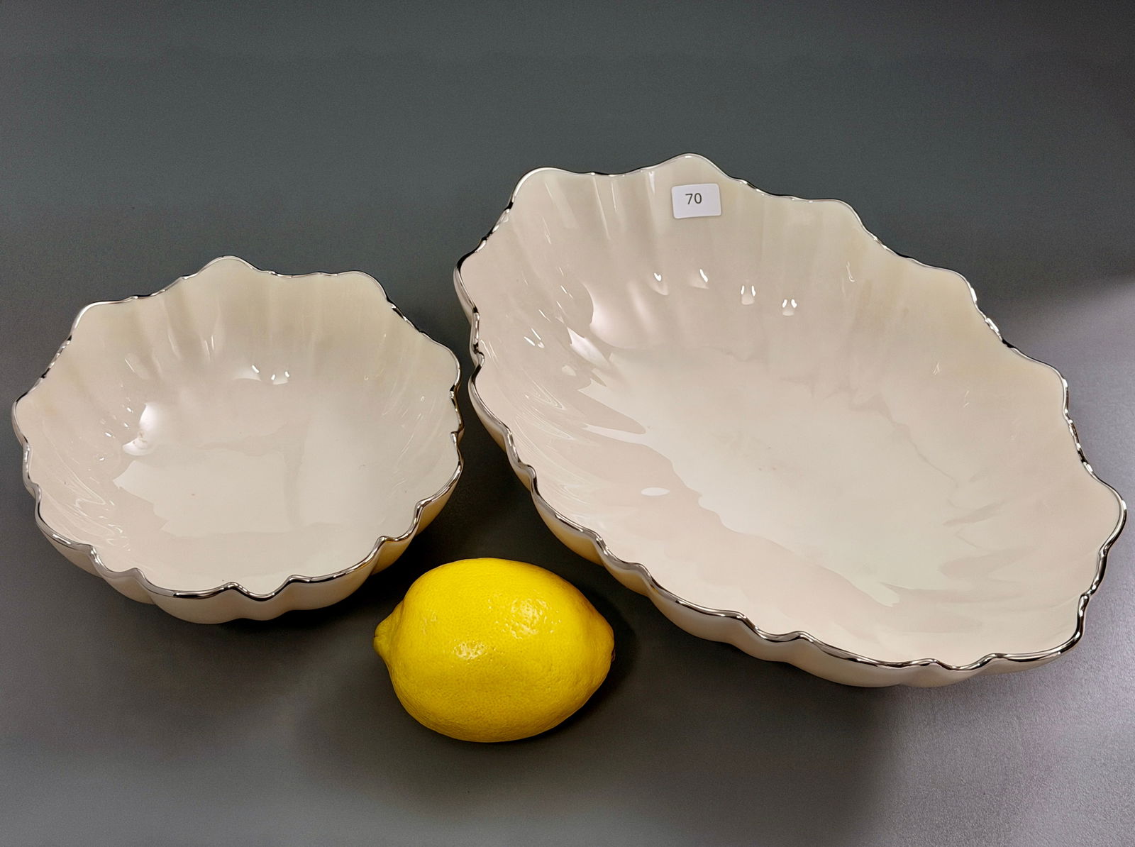 Lot of 2 Lenox Porcelain Bowls with Platinum Trim (1 of 3)