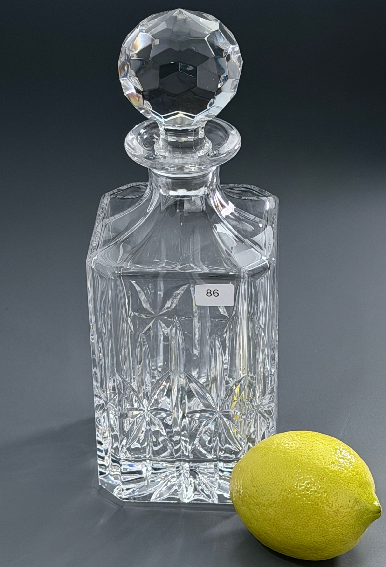 Square Crystal Whiskey Decanter Faceted Ball Stopper (1 of 4)