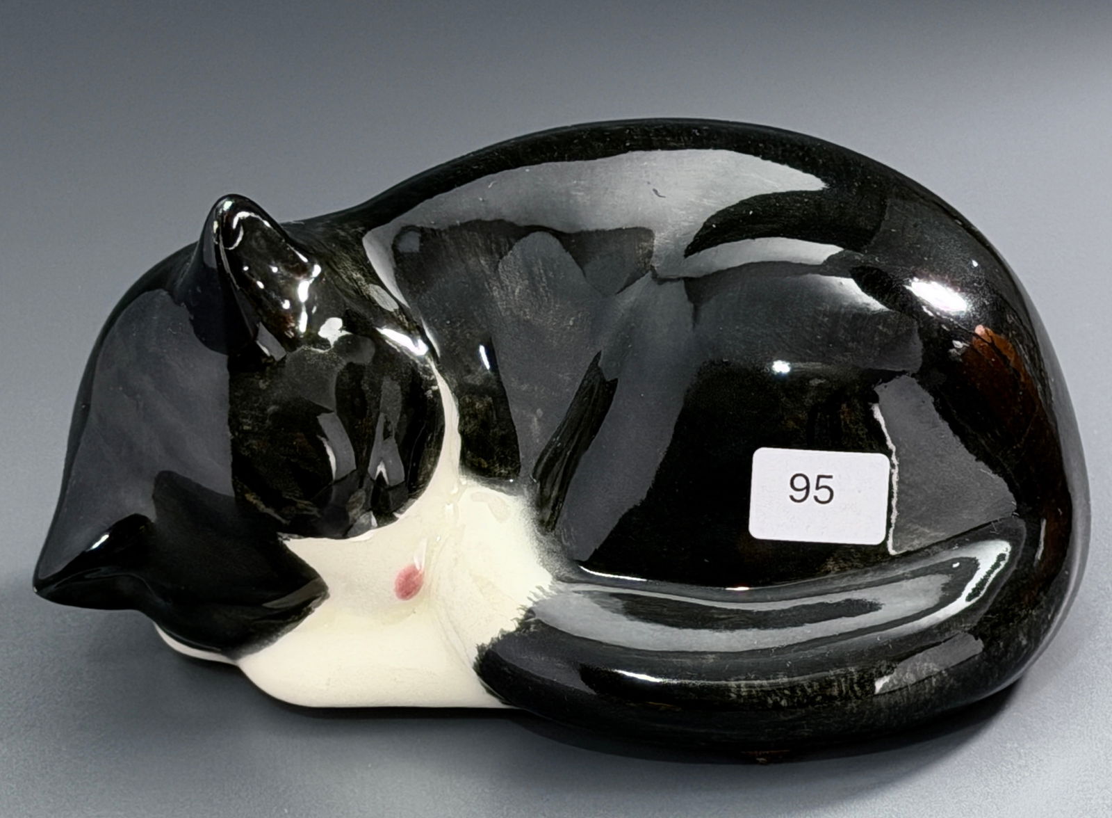 Sleeping Cat Mid Century Ceramic Figurine (1 of 4)