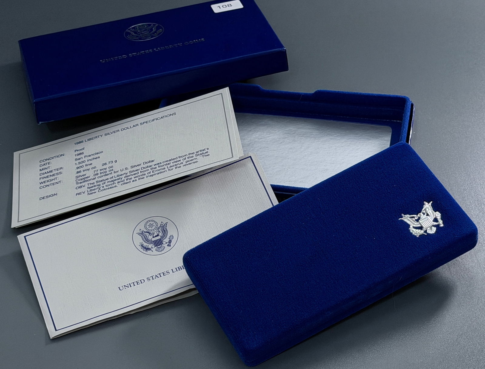 Silver Dollar Proof Coin 900 Fine Silver1986 Statue of Liberty Silver San Francisco Mint Coin Set in: Silver Dollar Proof Coin 900 Fine Silver1986 Statue of Liberty Silver San Francisco Mint Coin Set in Original Packaging