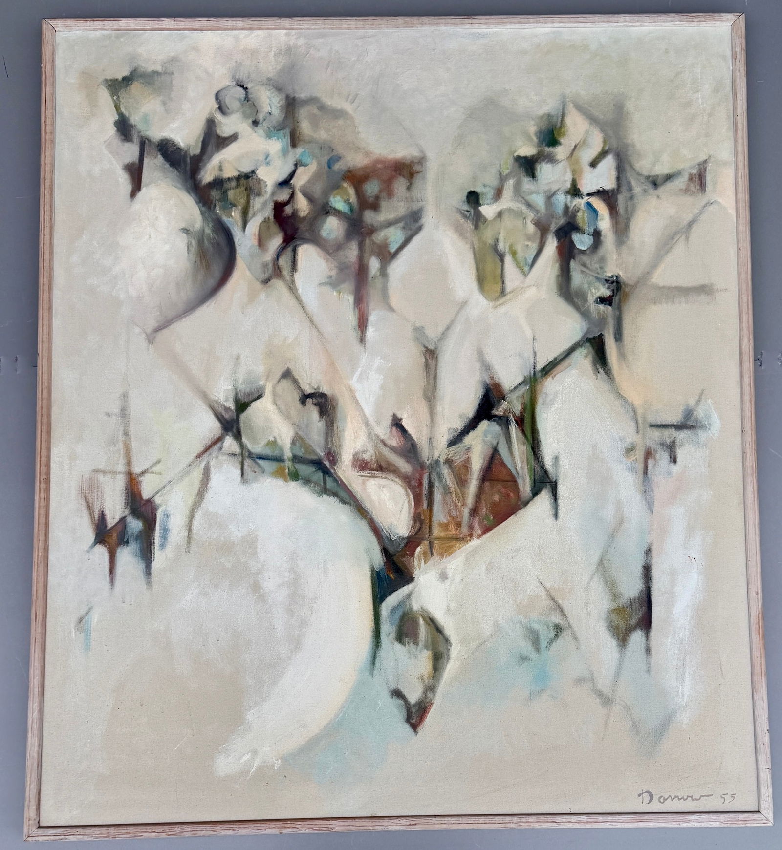 Paul Darrow Large Mid Century Modern Abstract Oil Painting titled Snow Landscape: Large Mid Century Modern Abstract Oil Painting titled Snow Landscape by the California Artist Paul Darrow 1921-2019 Originally Showcased at The Pasadena Art Institute - now the Norton Simon Museum