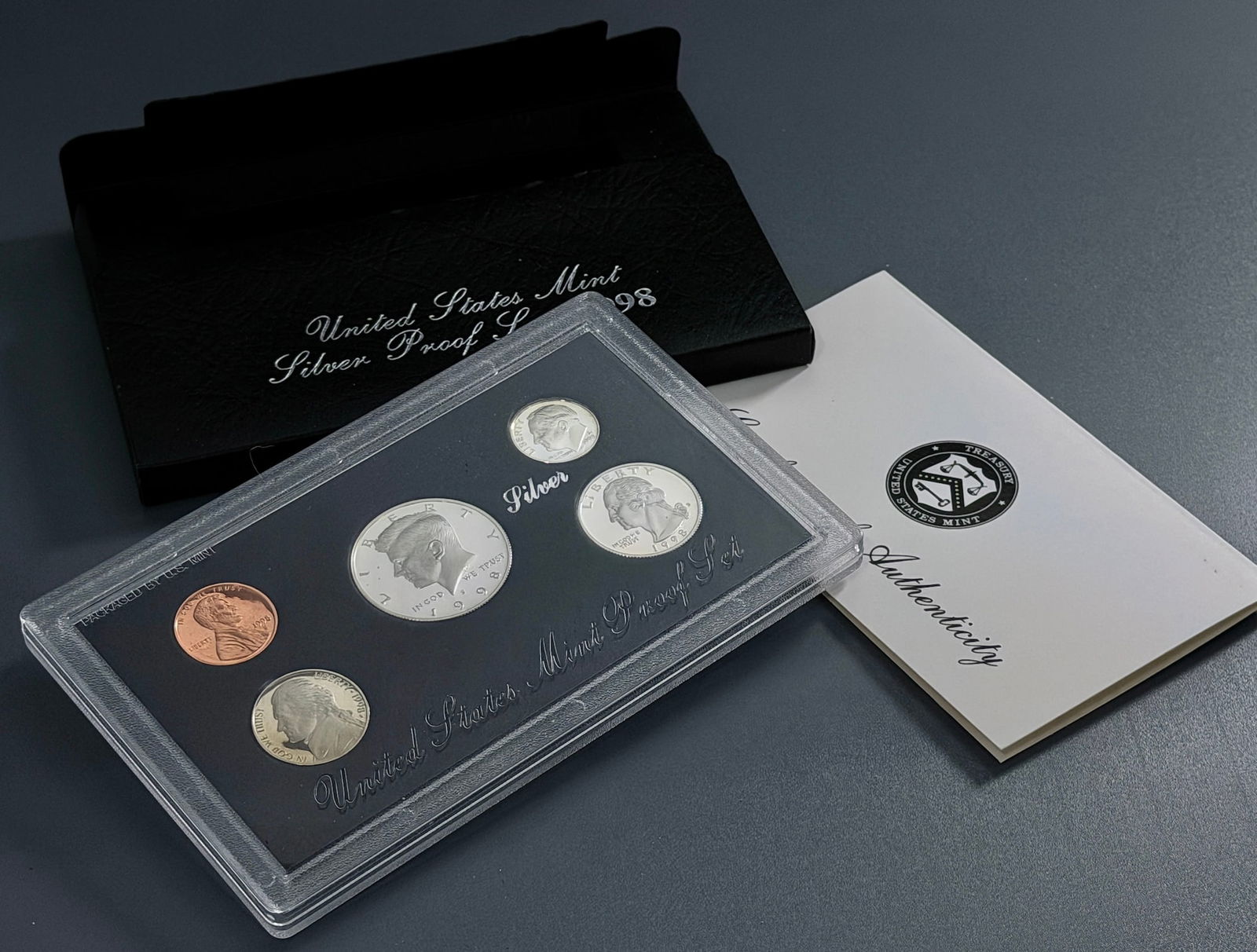 US Mint Silver Proof Set 1998 Uncirculated Coins in Original Packaging (1 of 2)