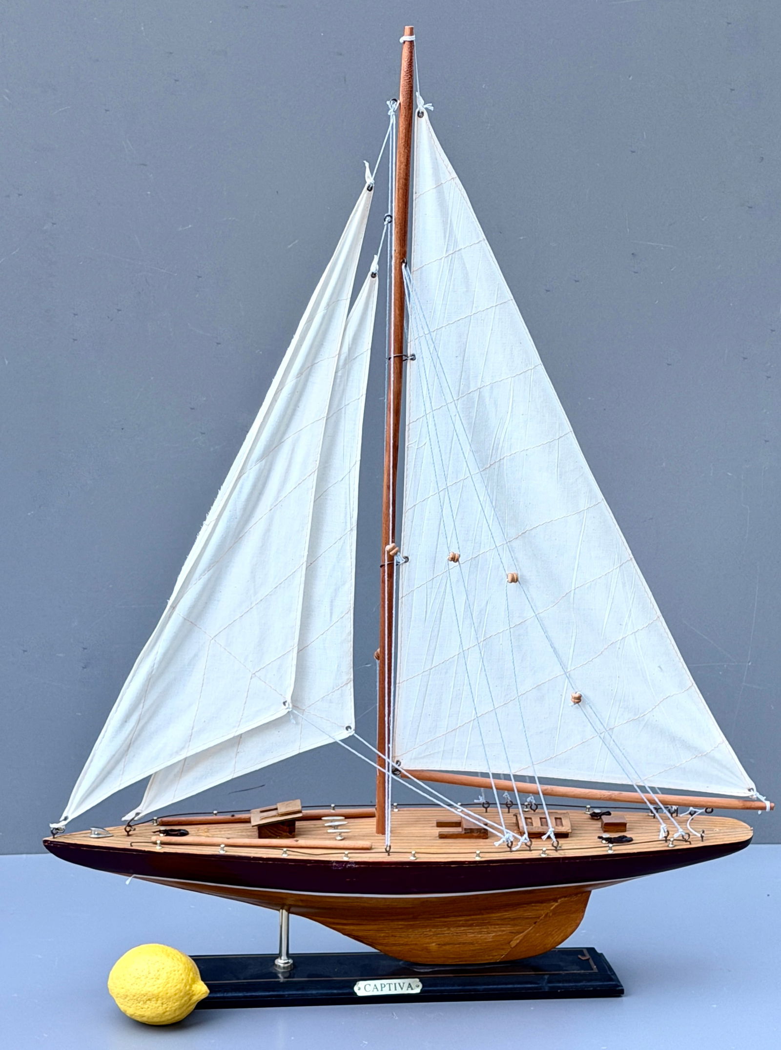Mantel Sailboat Handcrafted Model J Class Racing Yacht Nautical Maritime Decor (1 of 6)