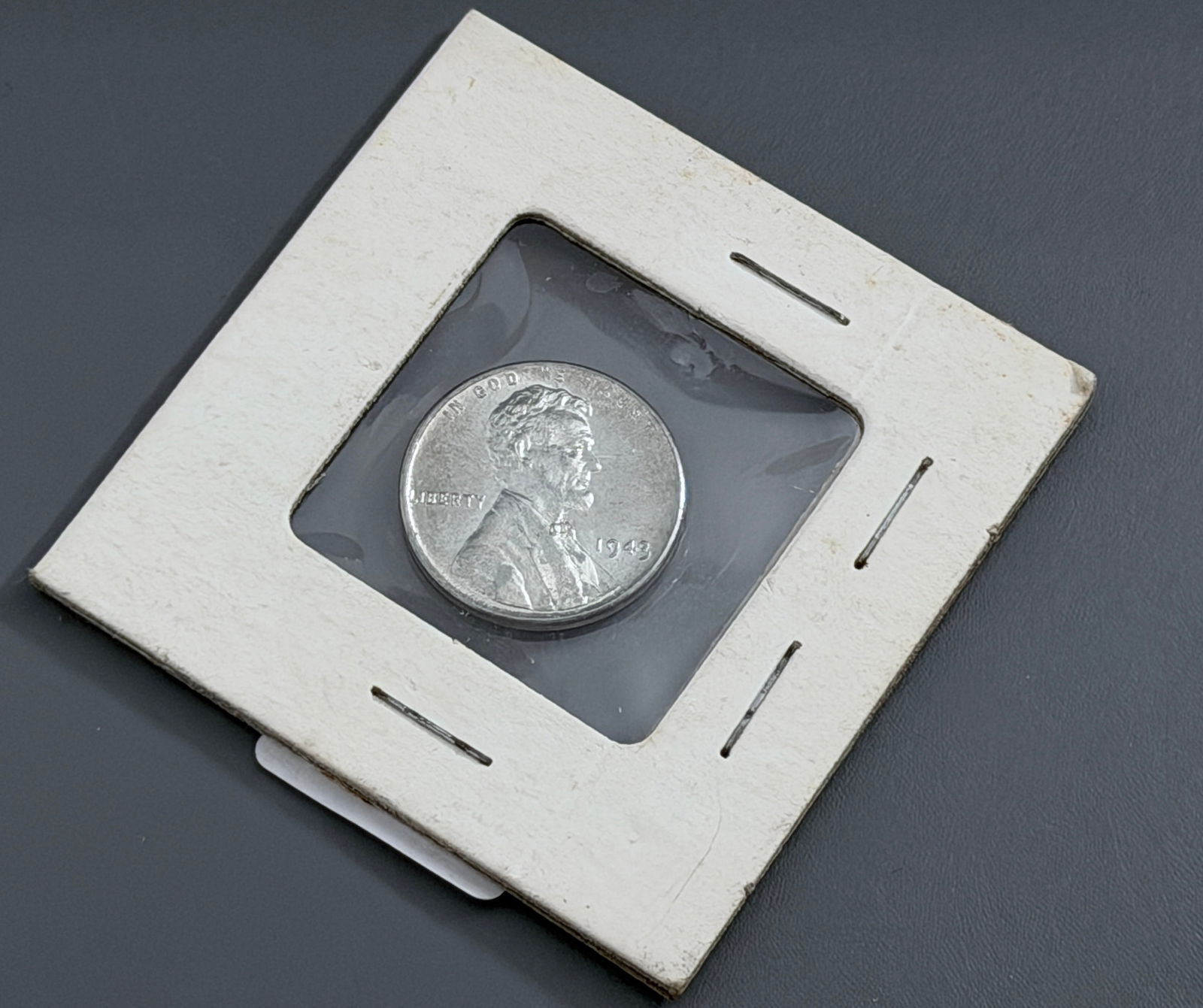 1943 Coin Lincoln Steel Cent World War II U.S. Philadelphia Mint Zinc Coated Steel Wheat Penny in: 1943 Coin Lincoln Steel Cent World War II U.S. Philadelphia Mint Zinc Coated Steel Wheat Penny in Vintage Homemade Sealed Display