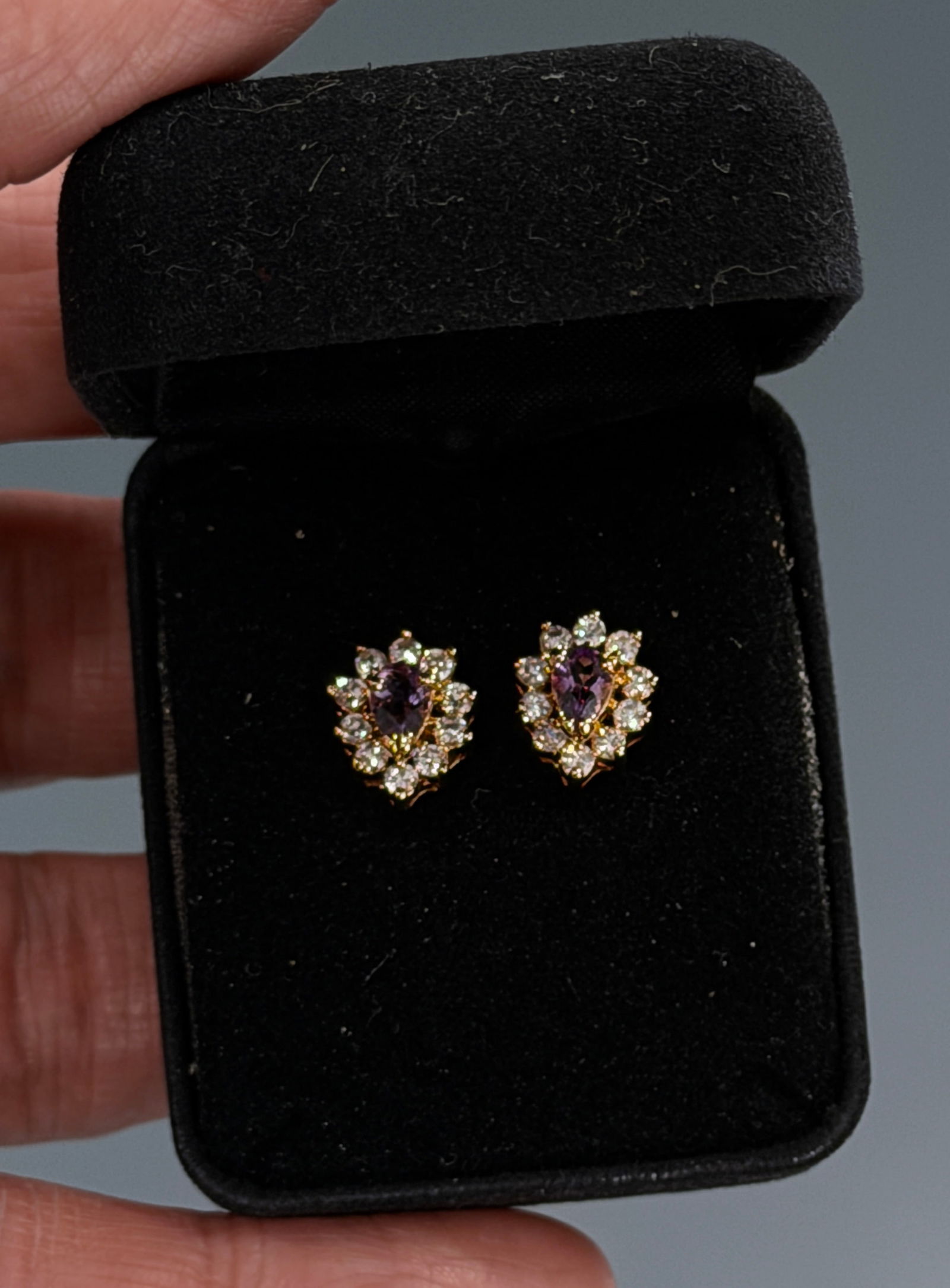 Vintage Boxed Amethyst Stud Earrings - 3