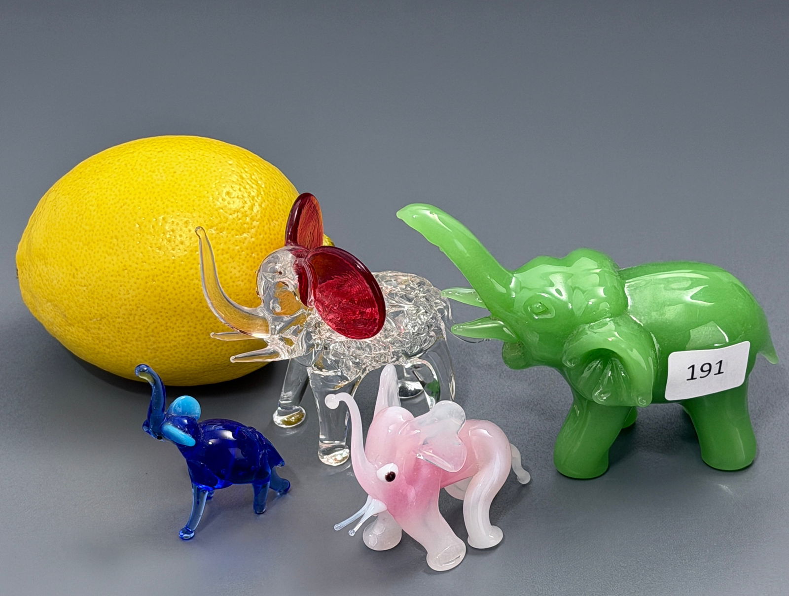 Miniature Elephant Art Glass Figurines Lot of 4 (1 of 4)