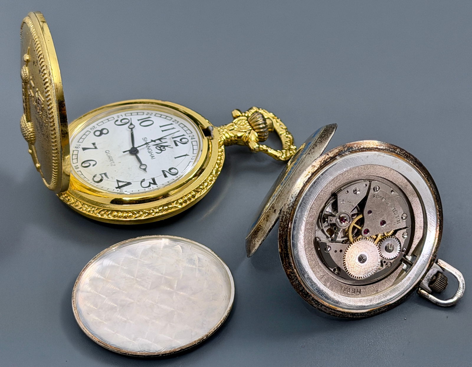 17 Jewels Incablock Pocket Watch together with Shanghai Chinese Quartz Souvenir Pocket Watch (1 of 6)