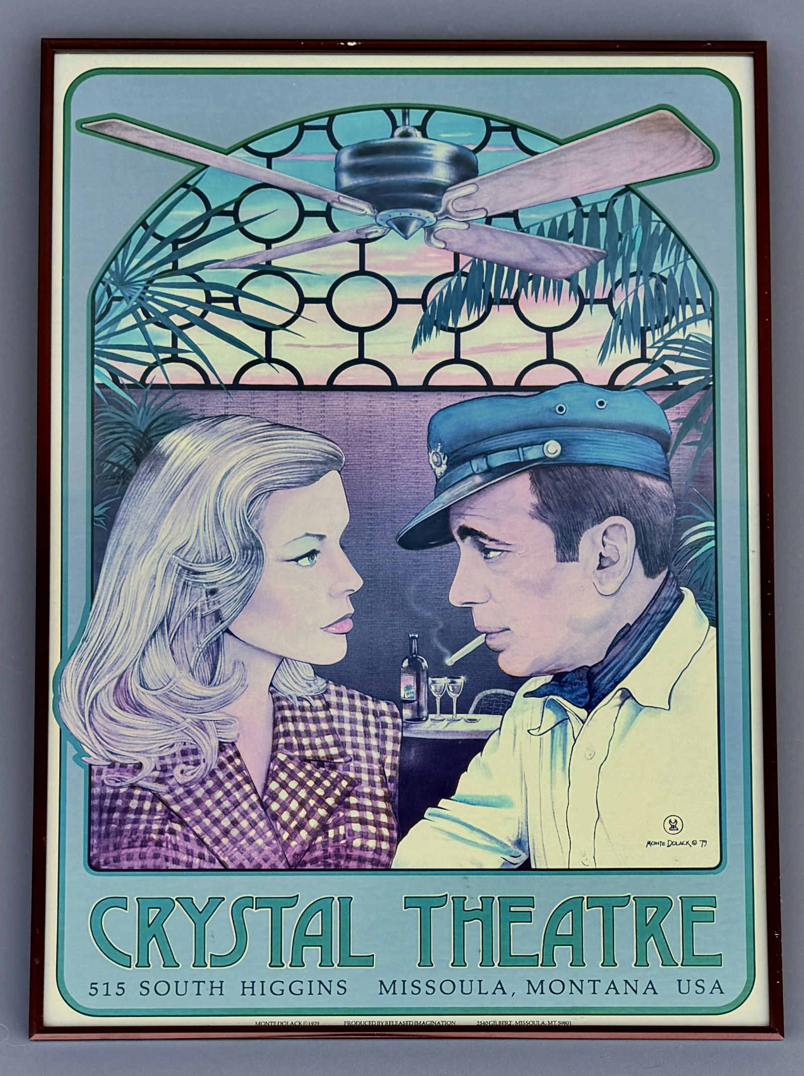 Vintage Monte Dolack Crystal Theatre 1979 Promotional Poster Missoula Montana USA depicting actors (1 of 4)