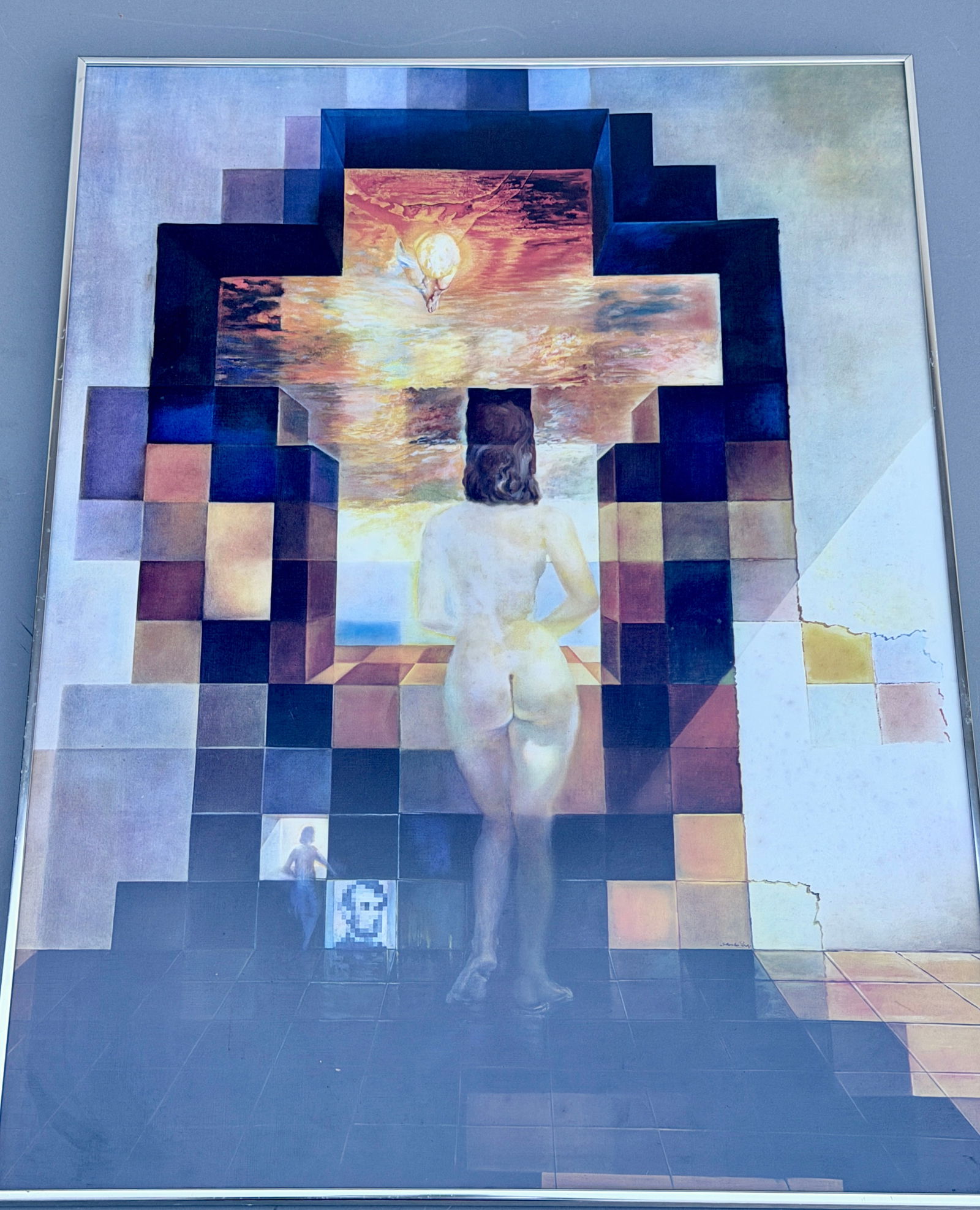 Salvador DalIi Lincoln in Dalivision Pixelated Abstract Print after Original 1976 Painting Titled: Salvador DalIi Lincoln in Dalivision Pixelated Abstract Print after Original 1976 Painting Titled Gala Contemplating the Mediterranean Sea Which at Twenty Meters Becomes the Portrait of Abraham Lincol