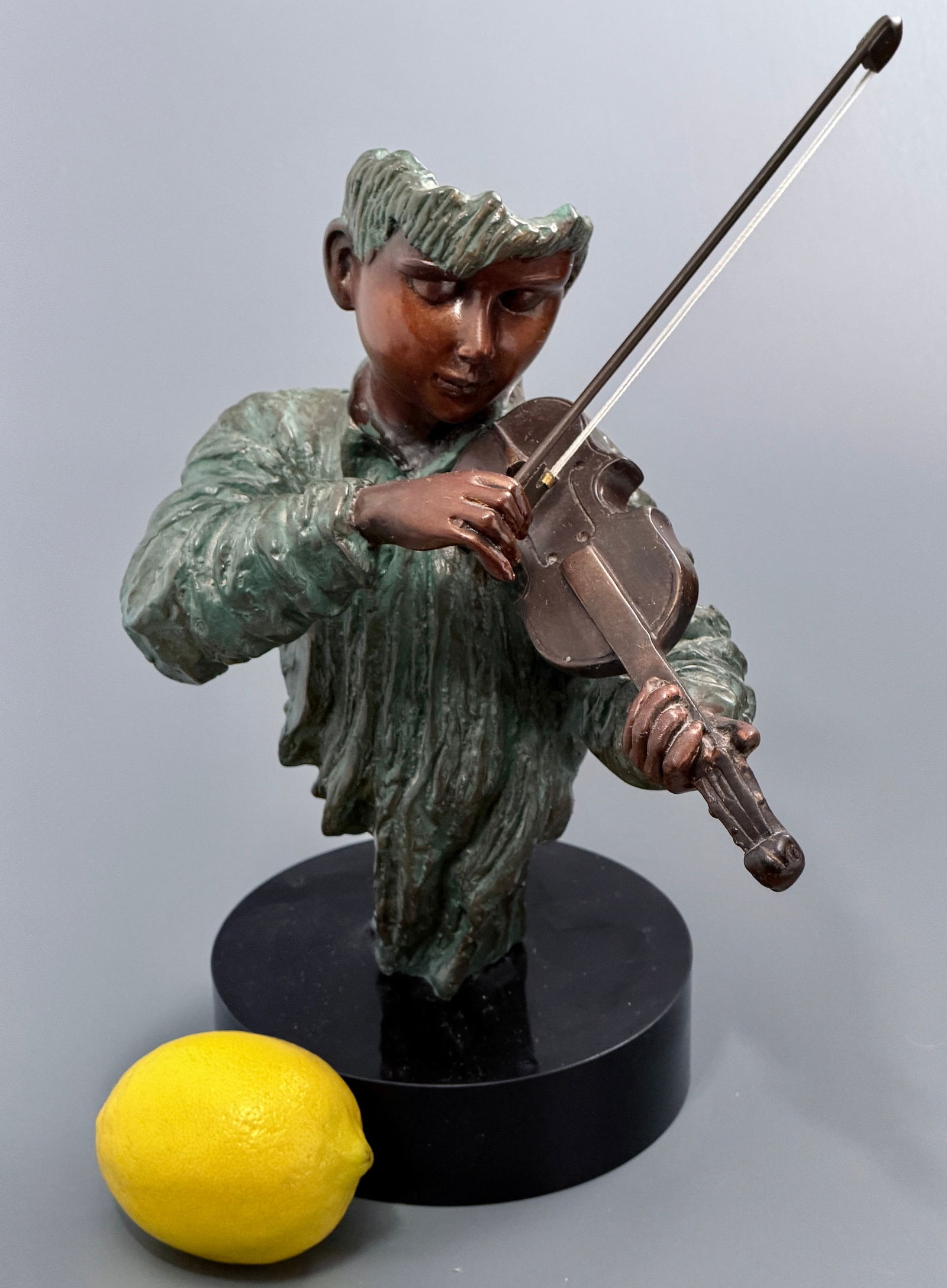 Vintage Late 70-s Composition Material Abstract Sculpture of a Boy with Violin Painted as a (1 of 7)