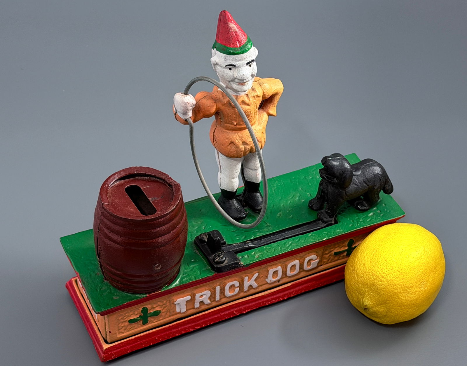 Trick Dog Cast Iron Mechanical Coin Bank Vintage Mid Century Reproduction of Antique Late 19th (1 of 6)
