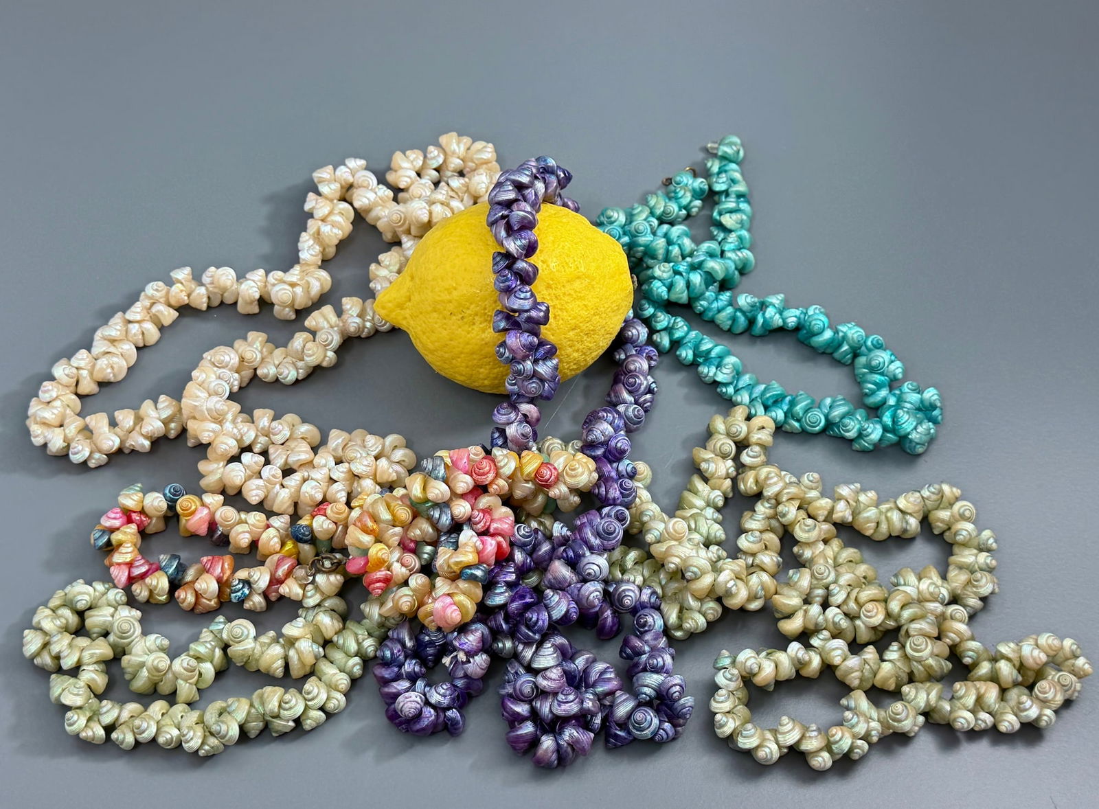 Vintage Hawaiian Colorful Shell Necklaces Lot of 5 (1 of 3)