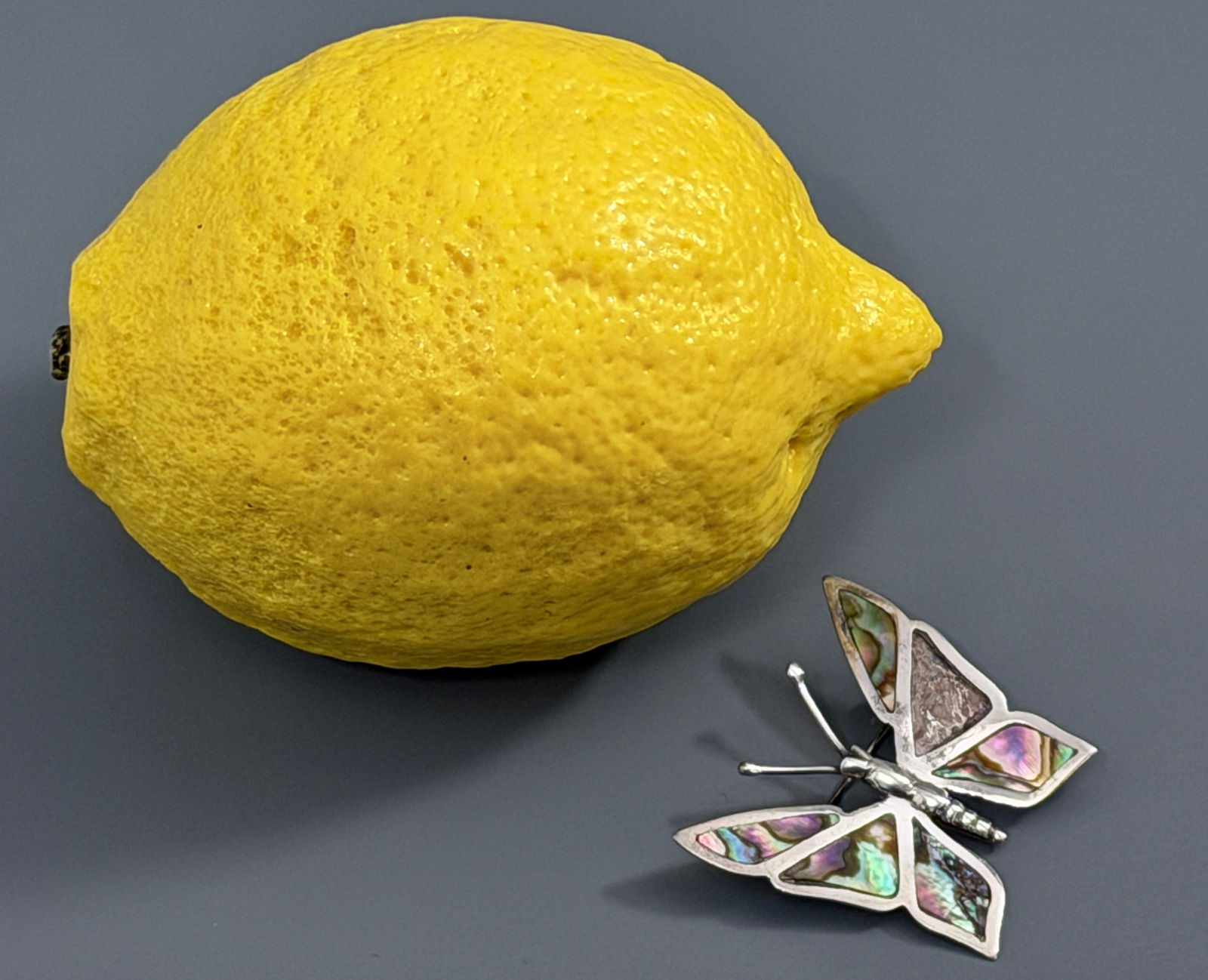 Sterling Silver Butterfly Brooch with Abalone Shell Inlay Made in Mexico c 1970 925 Sterling Silver (1 of 4)