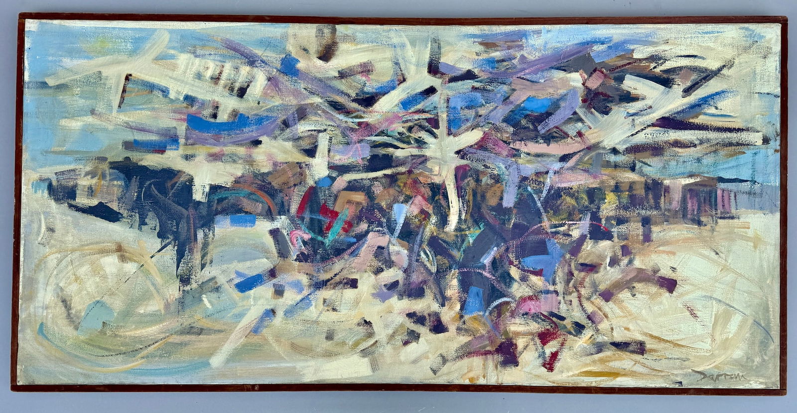 Paul Darrow Large Vintage Abstract Modernist Style Painting on Canvas Signed by Artist Mid Century (1 of 3)