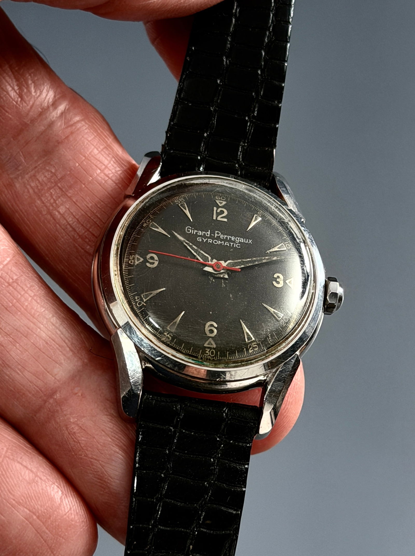 Girard-Perregaux Gyromatic Vintage Wrist Watch Automatic Self Winding Movement Black Dial Red (1 of 7)