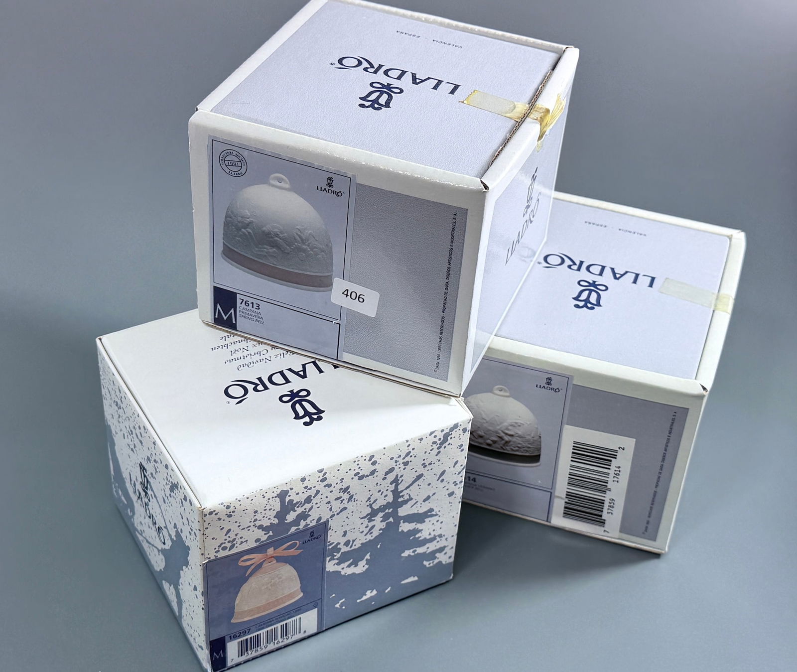 Lot of 3 Porcelain Winter Christmas Bells Lladro 16297 Lladro 7614 and Lladro 7613 (1 of 3)