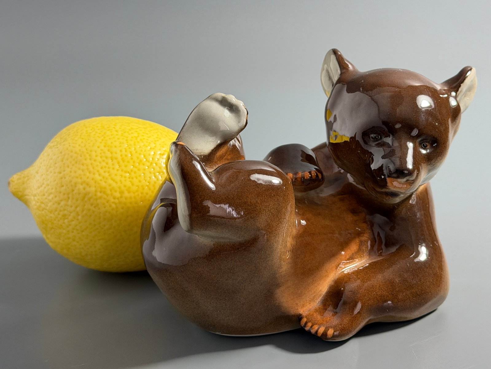 Lomonosov Porcelain Brown Bear Cub LFZ Factory USSR 1970 -1980 Sculptor P. Veselov Leningrad (1 of 6)
