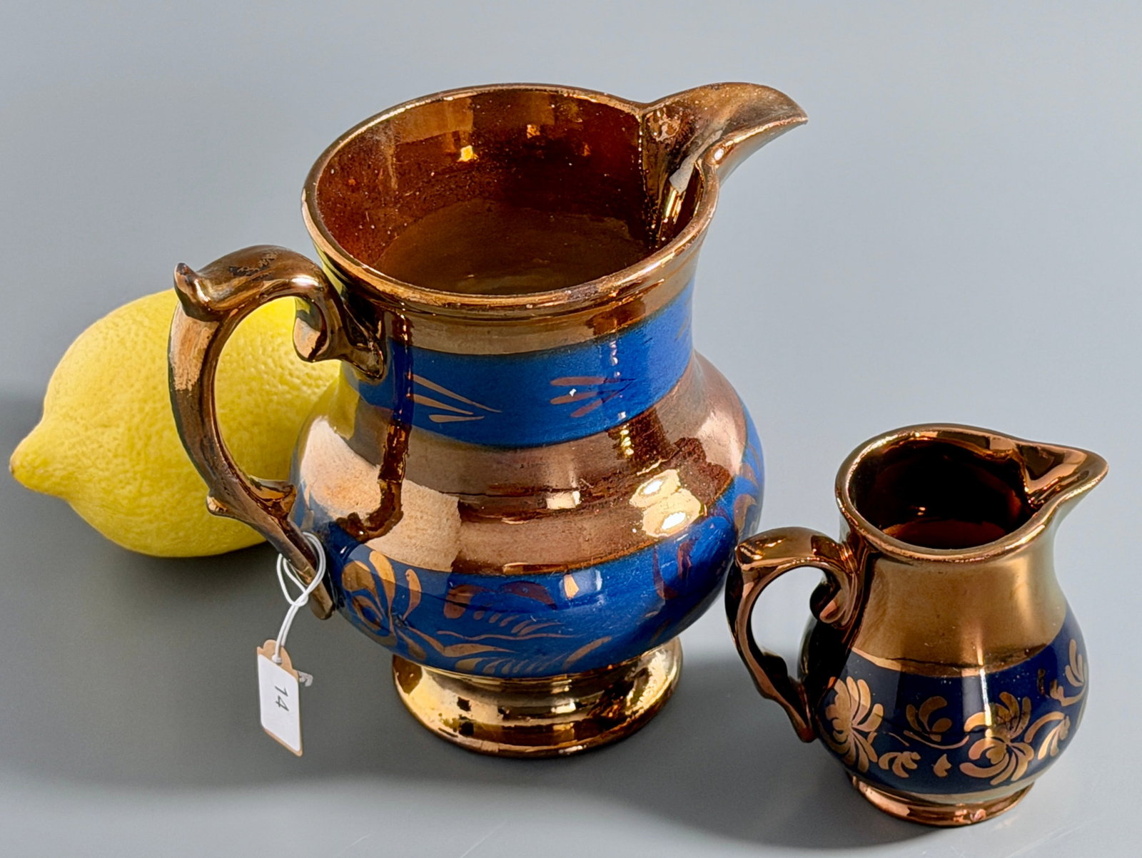 English Country Charm Banded Copper Lustre Ware Pitchers Antique Victorian Circa 1850-1900 (1 of 5)