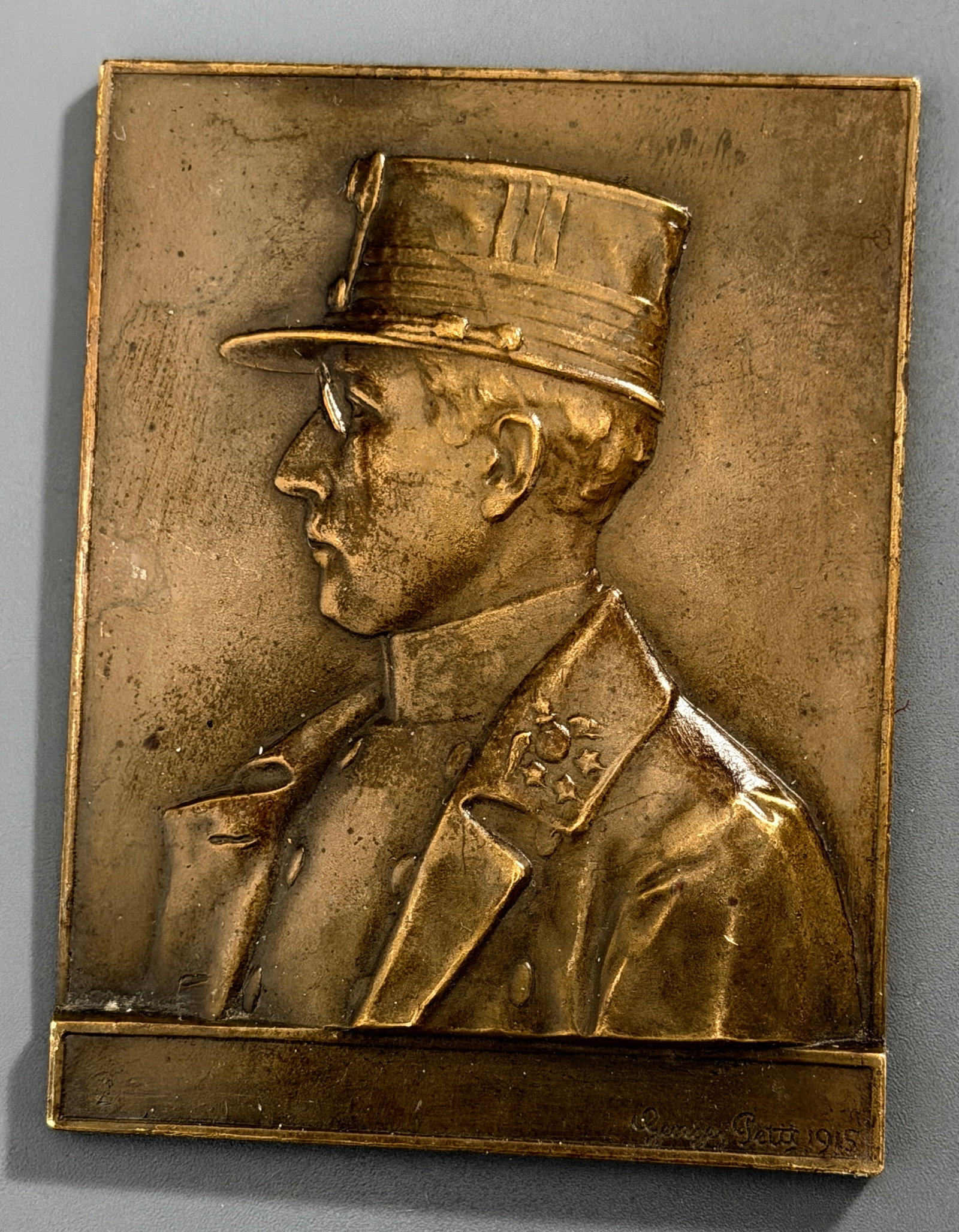Antique 1915 WWI Italian Army General Officer Portrait Bronze Plaque Medal 1914 Regio Esercito (1 of 3)