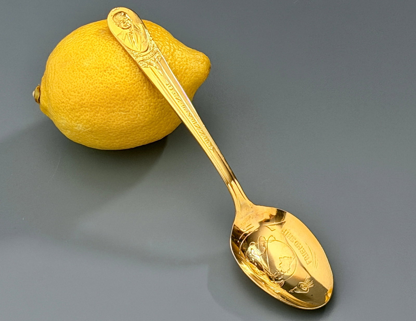 Kennedy Souvenir Spoon Friendship 7 Space Mission Wm Rogers Mfg Co IS Gold Electroplate Presidential (1 of 5)