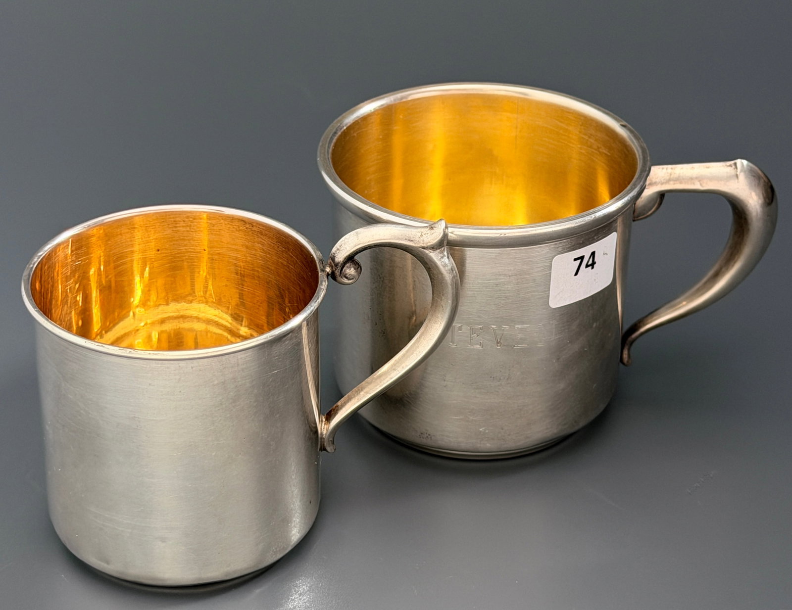 Vintage Sterling Silver Child Christening Cups Lullaby Gorham Gold Wash 140 Grams American (1 of 8)