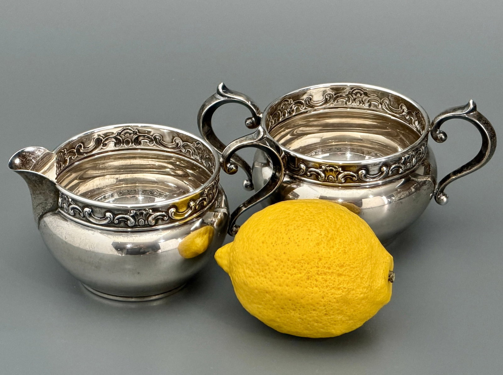Gorham Strasbourg 925 Sterling Silver Creamer Sugar Bowl Set Antique 175g no dents or monograms (1 of 7)