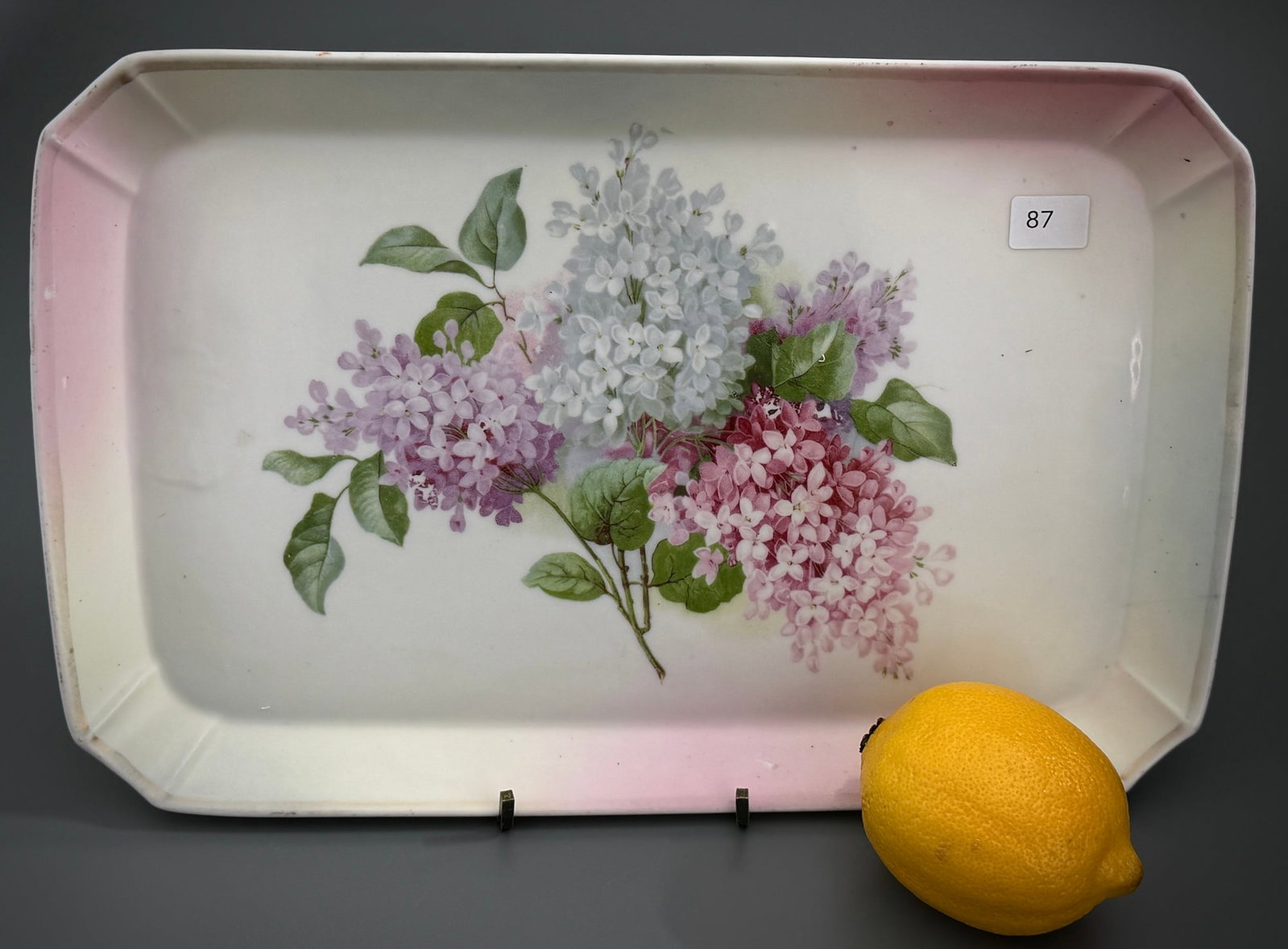 Lilac Blossom Antique German Porcelain Vanity Perfume Bottle Tray Serving Platter (1 of 5)