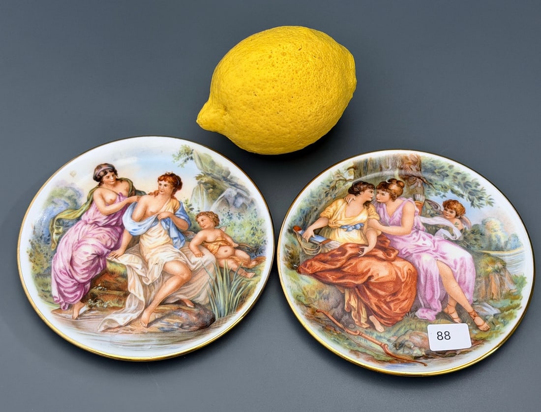 Leclair Limoges France Classical Goddess Cherub Romantic Vignette Decorative Plaques Le Clair (1 of 5)