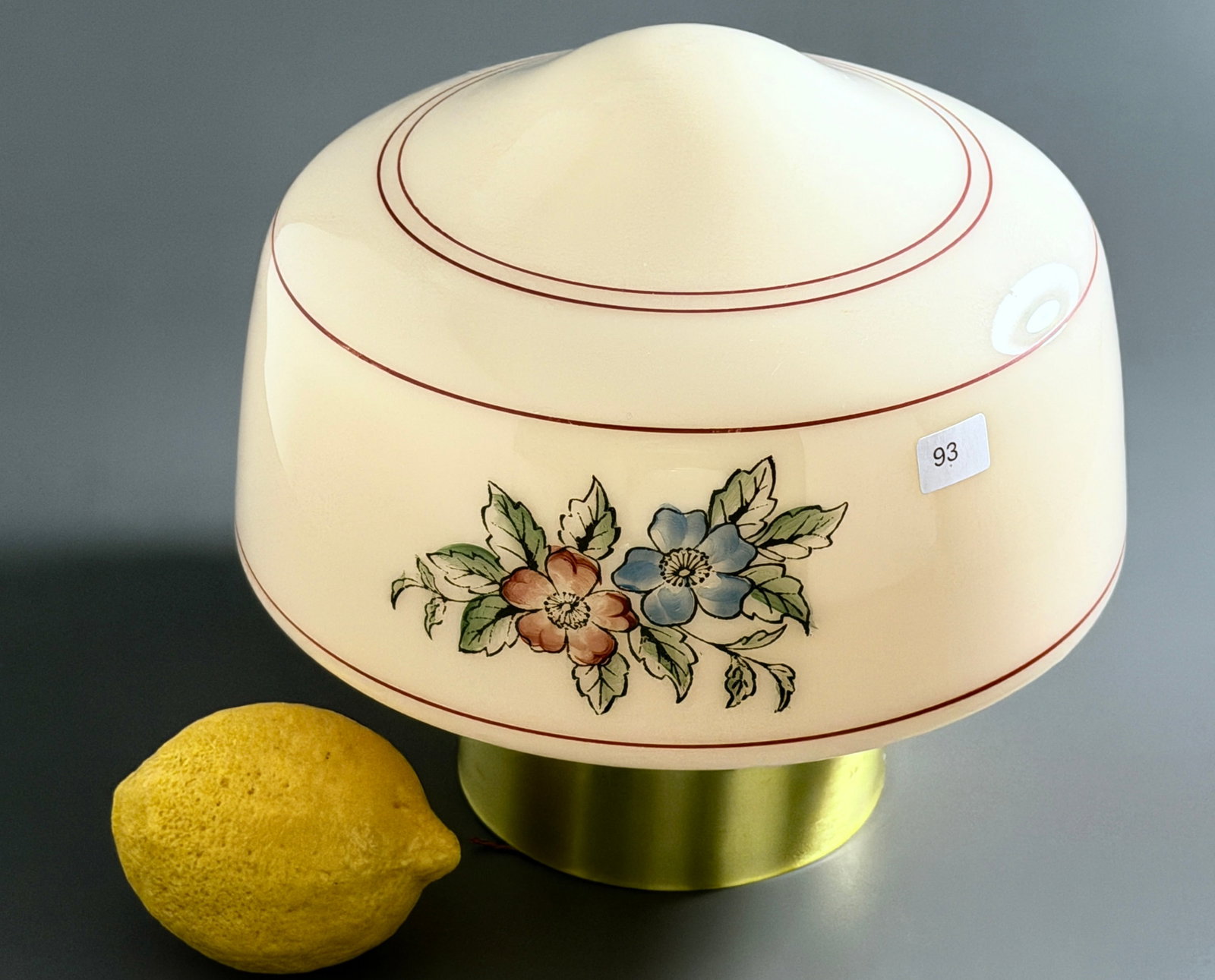 Art Deco Cream Glass Ceiling Light Globe Shade Floral 1930s Mid Century: Vintage Art Deco Cream Glass Ceiling Light Globe Shade Floral 1930s Mid Century Measures approximately 7 3/4 x 7 3/4 inches in diameter overall, mounted on an 4 1/2 inch diameter mounting plate.