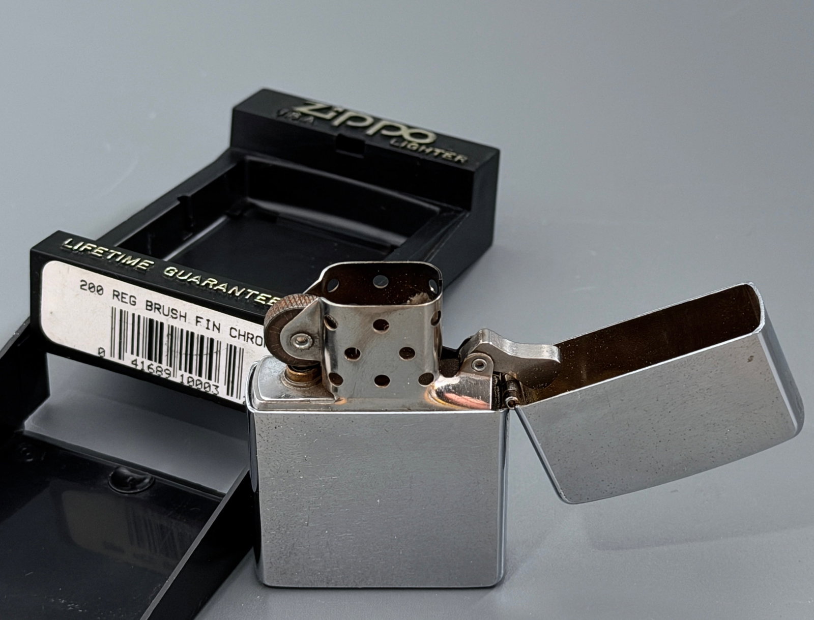 Zippo Pocket Lighter Brushed Chrome Model 200 1998 Lifetime Guarantee (1 of 5)