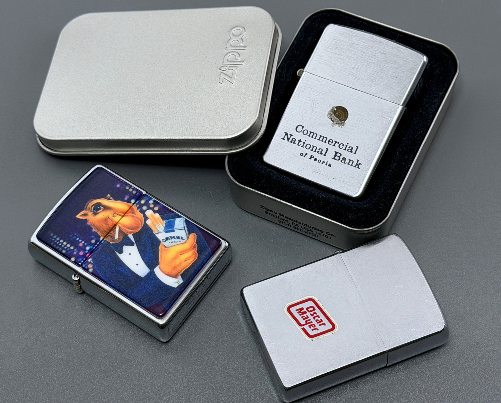 Vintage Zippo & Park Lighter Advertising Pocket Lighters1997 Joe Camel Tuxedo Zippo with Tin 1950s (1 of 6)