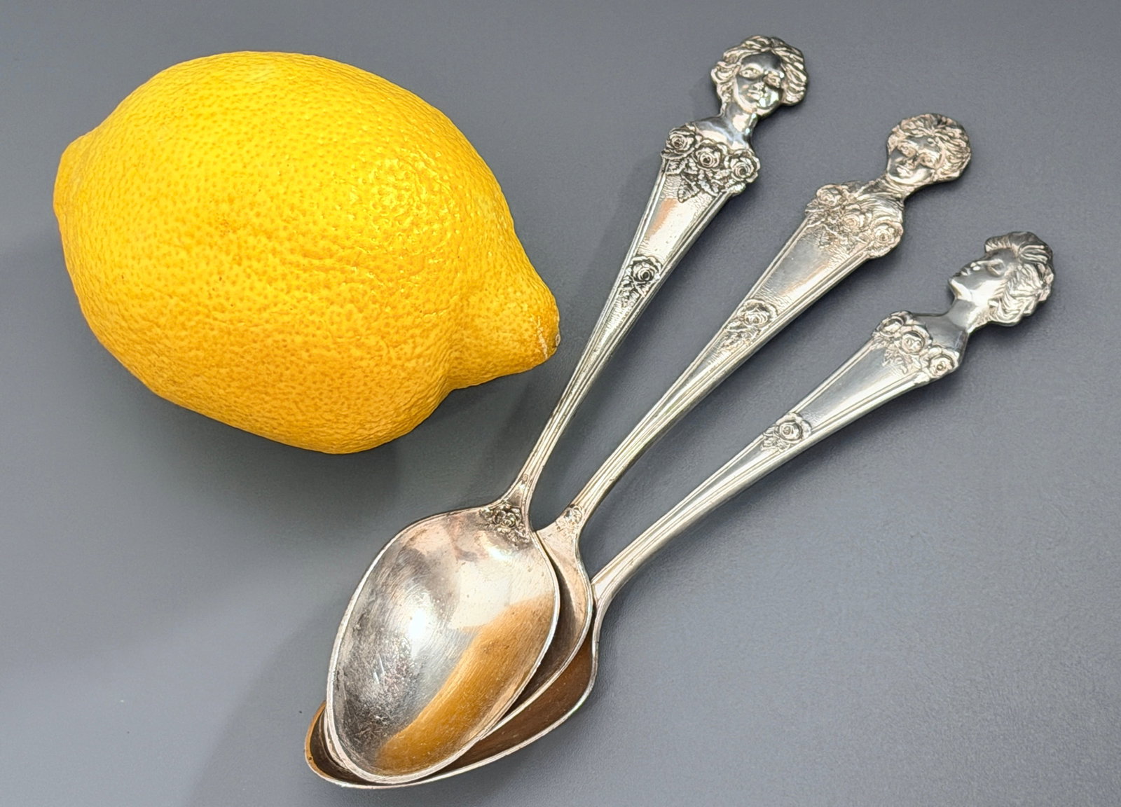 Sorority Chocolates Gibson Girl Antique 1909 Wm Rogers Silver Plate Figural Souvenir Spoons Lot of 3 (1 of 5)
