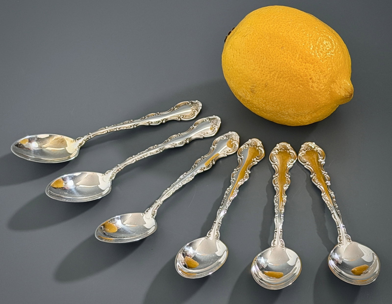 Gorham Strasbourg Sterling Silver Spoons Baroque Scrollwork 1897 Pattern 72.54 Grams Solid Sterling (1 of 8)