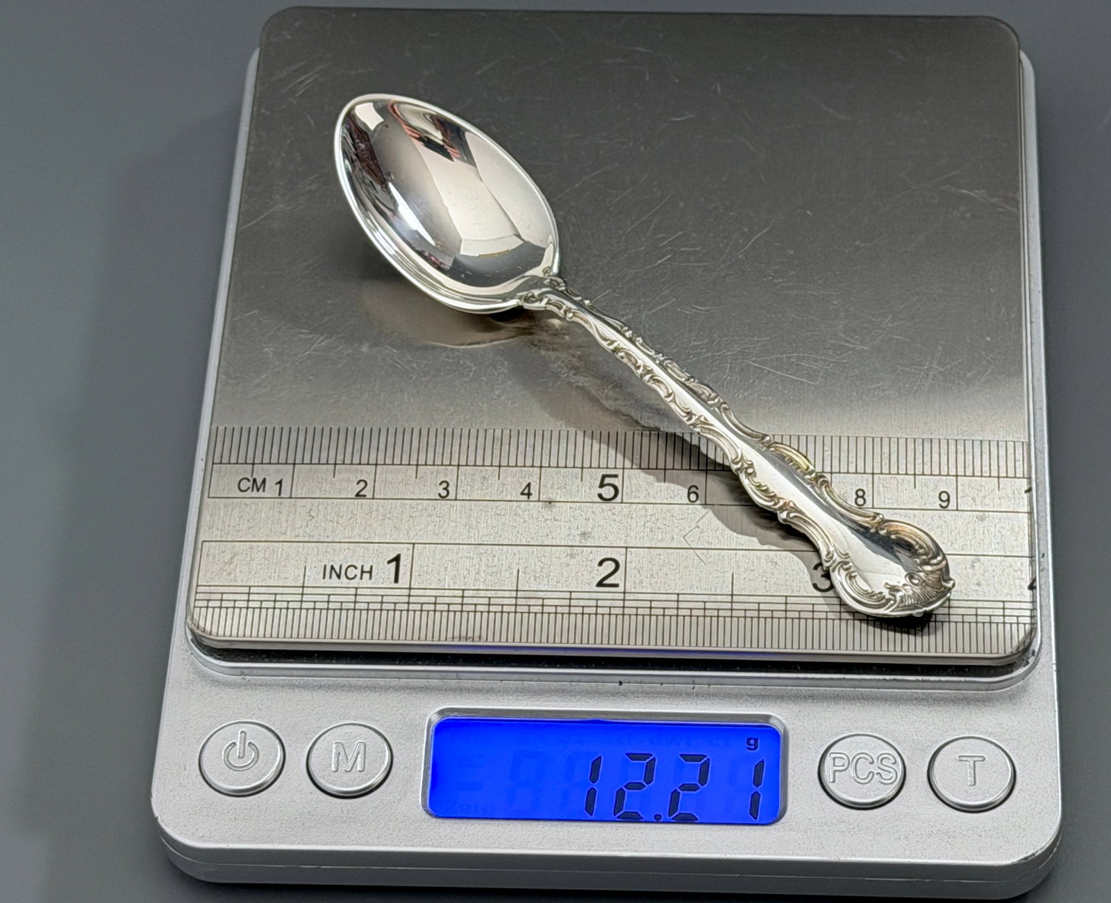 Gorham Strasbourg Sterling Silver Spoons Baroque Scrollwork 1897 Pattern 72.54 Grams Solid Sterling - 3