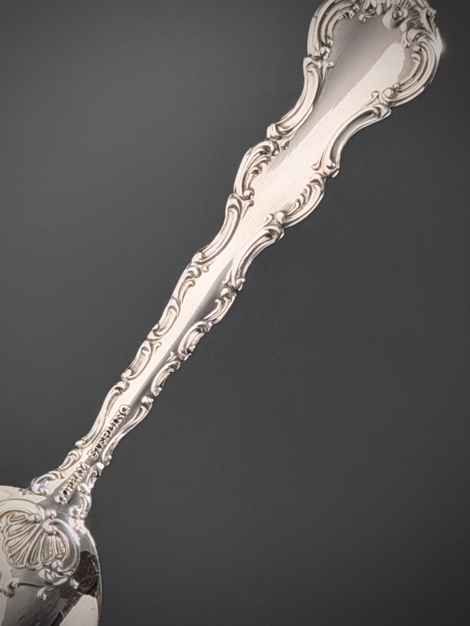 Gorham Strasbourg Sterling Silver Spoons Baroque Scrollwork 1897 Pattern 72.54 Grams Solid Sterling - 7