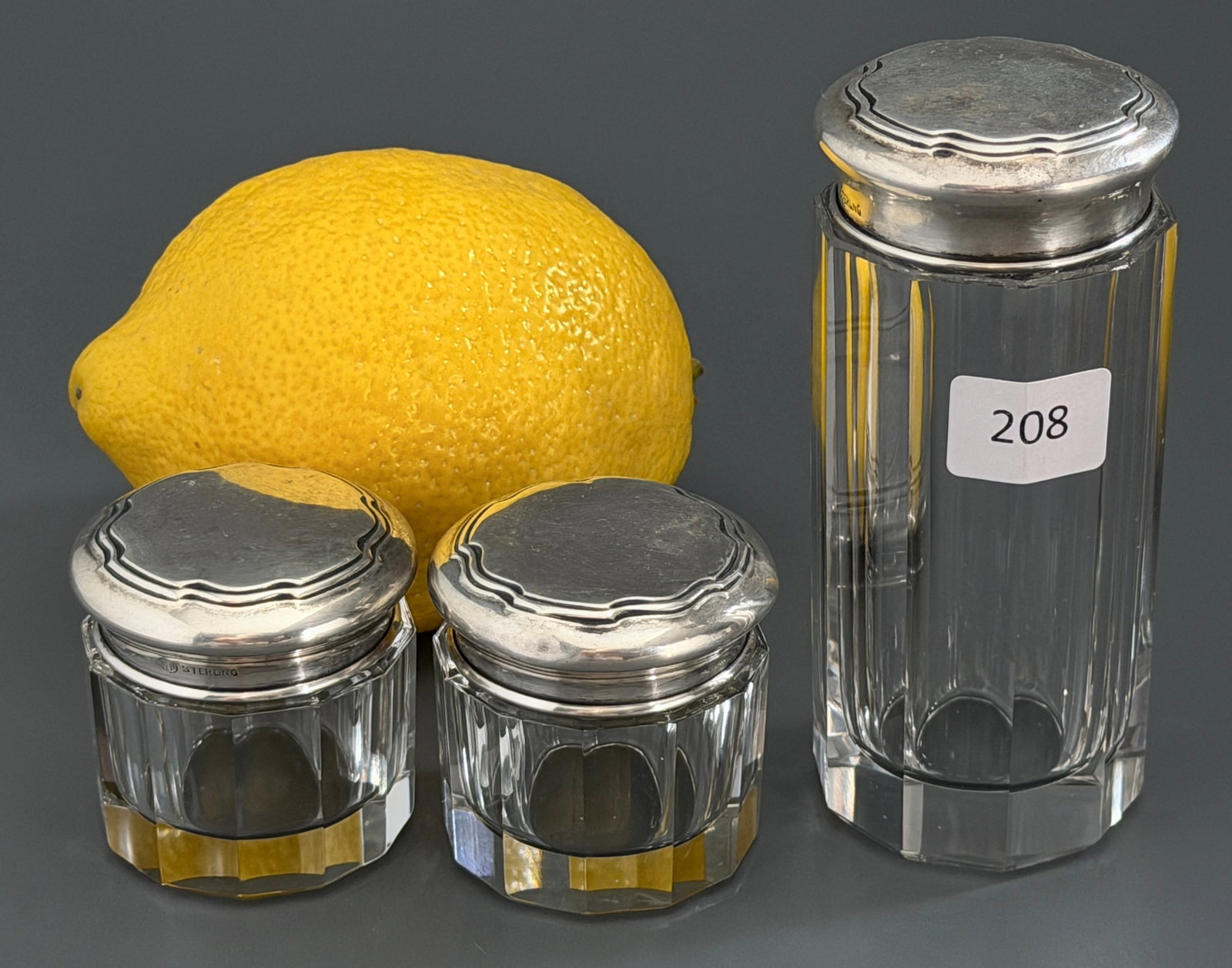 Antique Webster Company Sterling Silver Glass Vanity Dresser Jar Set American Quality Edwardian Era (1 of 8)