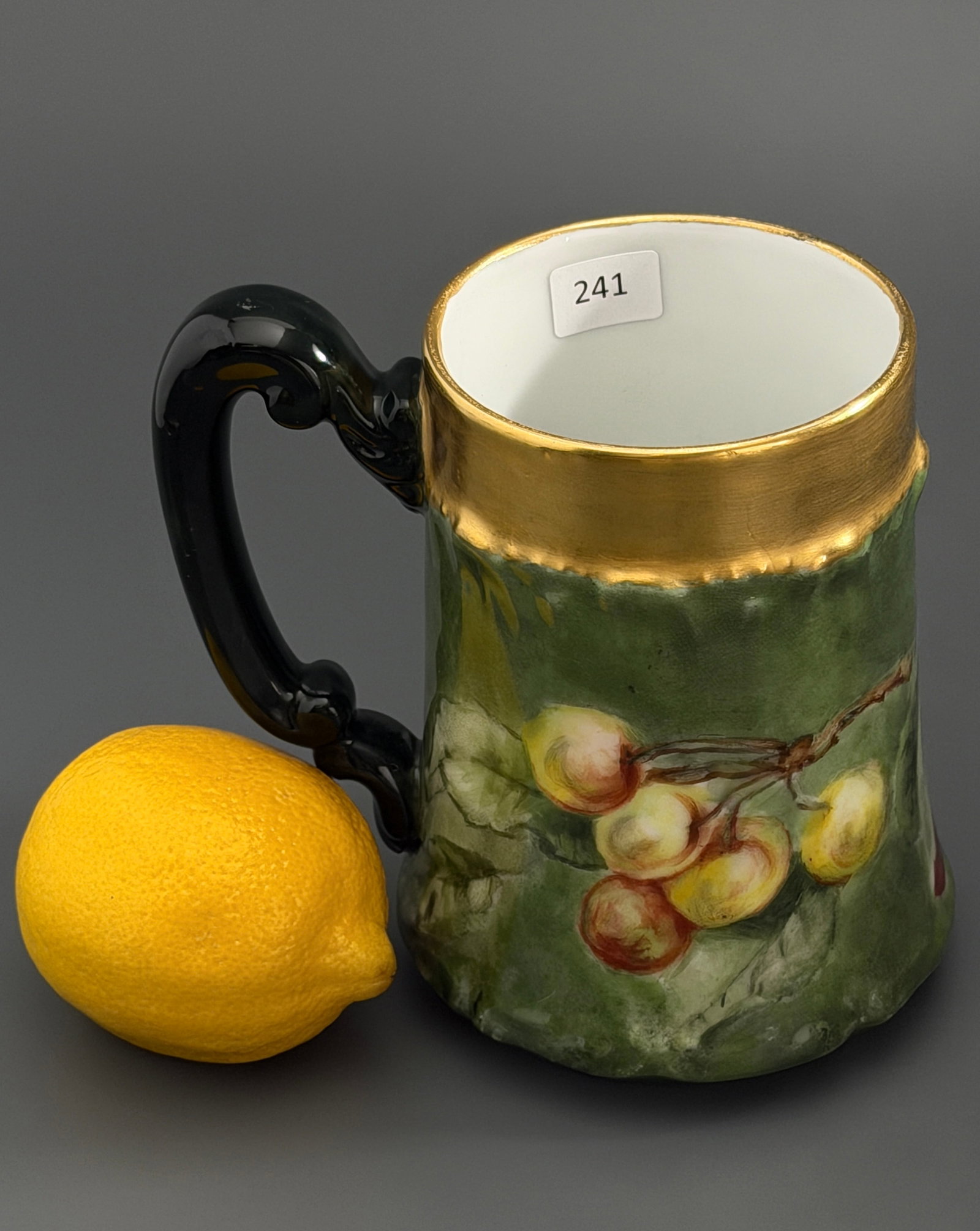 Antique T&V Limoges France Hand Painted Cherries Mug Tressemann & Vogt Venice Pat 1896 Tankard (1 of 7)