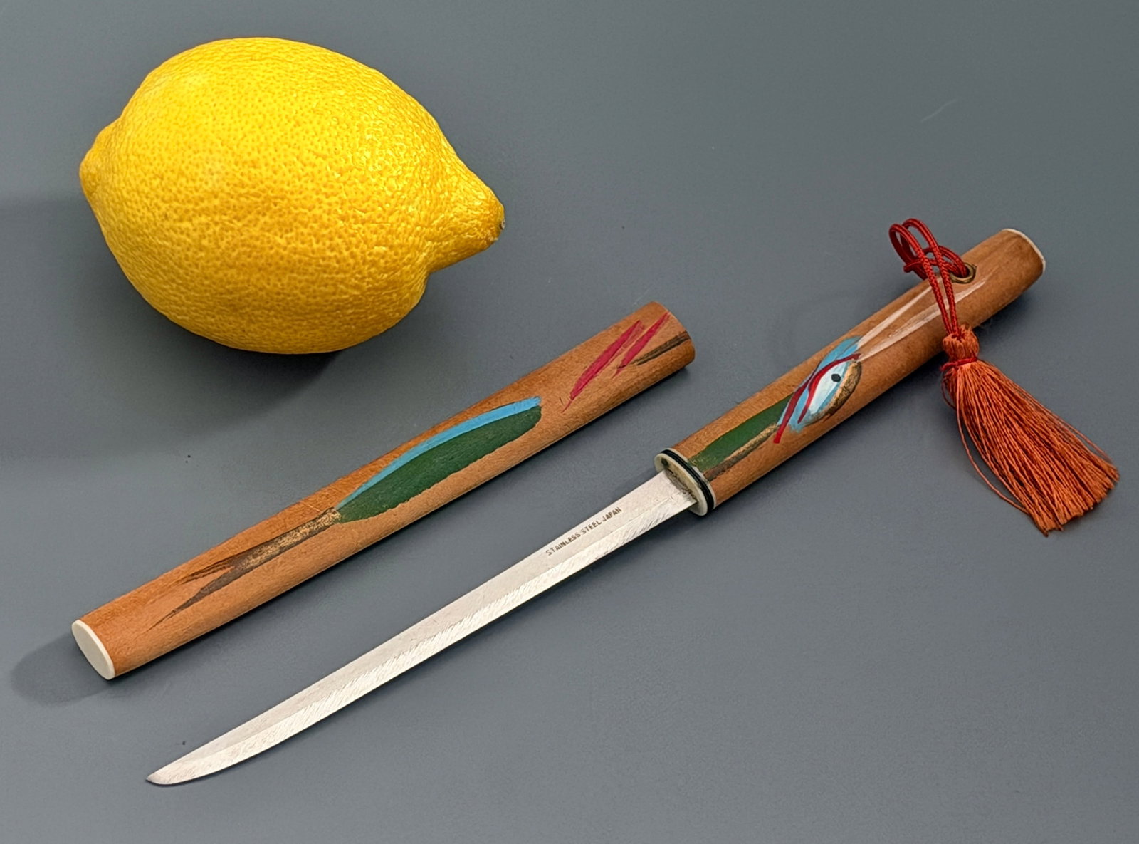 Miniature Katana Japanese Samurai Sword Letter Opener Vintage Caesars Palace Las Vegas Ah So: Miniature Katana Japanese Samurai Sword Letter Opener Vintage Caesars Palace Las Vegas Ah So Japanese Steakhouse Promotional Novelty Souvenir Knife Stainless Steel Blade Wooden Sheath stamped with vin