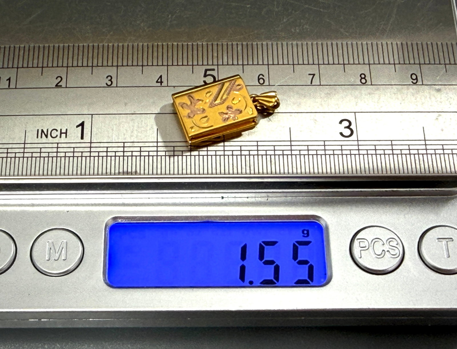 Vintage Gold Filled Engraved Book Locket Mechanical Charm (1 of 4)