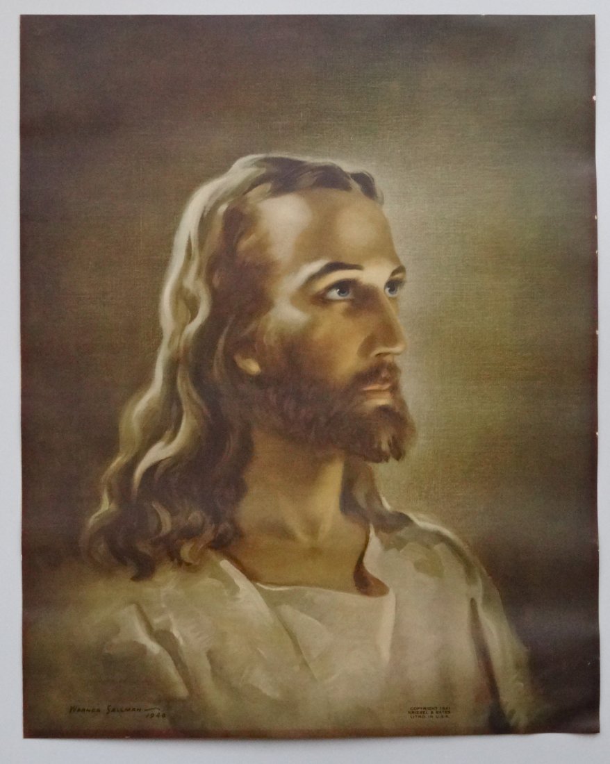 Vintage 1941 Religious Print Warner Sallman Head of (1 of 5)