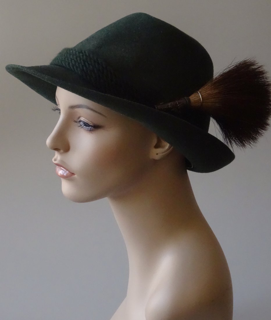 Vintage German Bavarian October Fest Felt Hat BREITER: Vintage German Bavarian October Fest Felt Hat Brush BREITER Munchen Circumference measures approximately 21 ¾”.