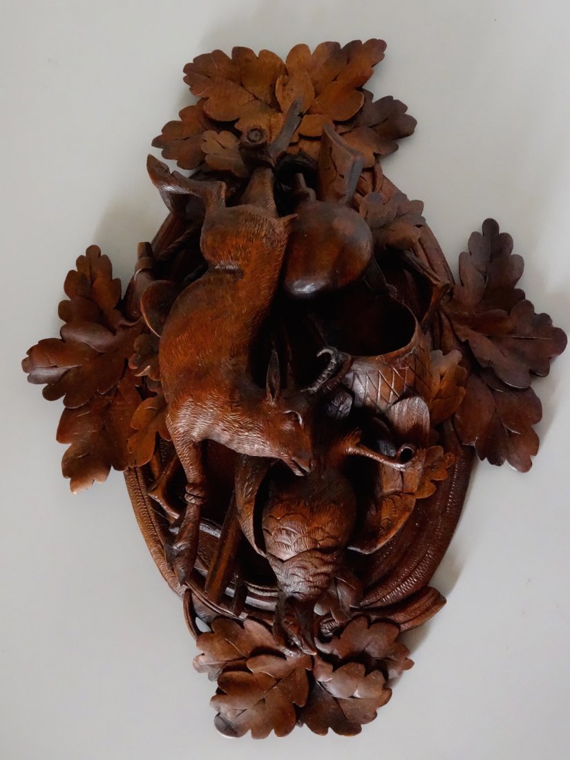 Fine Antique German Black Forest Carved Trophy Plaque (1 of 9)